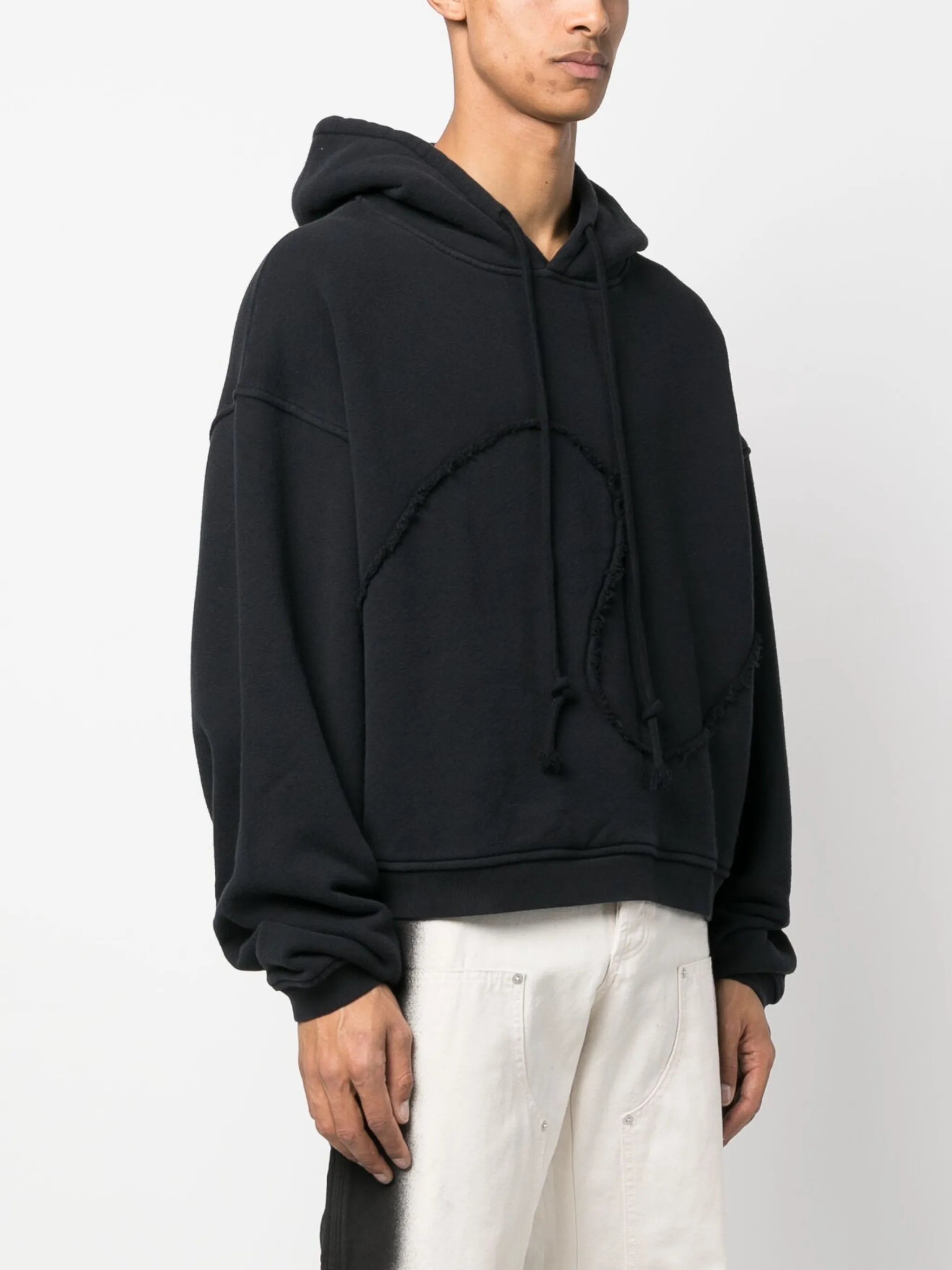 frayed-detailing cotton hoodie