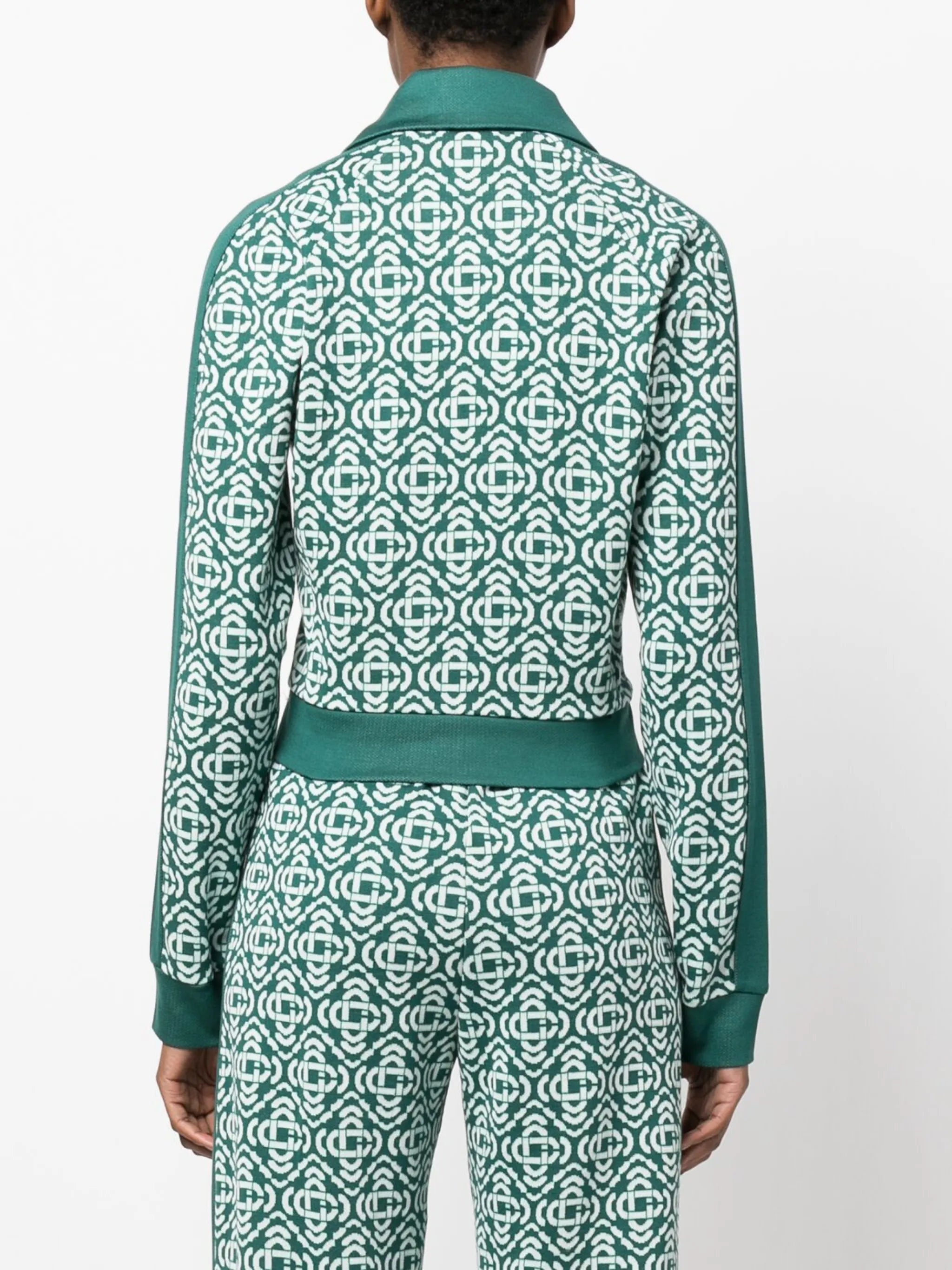 monogram cropped cotton-blend track top