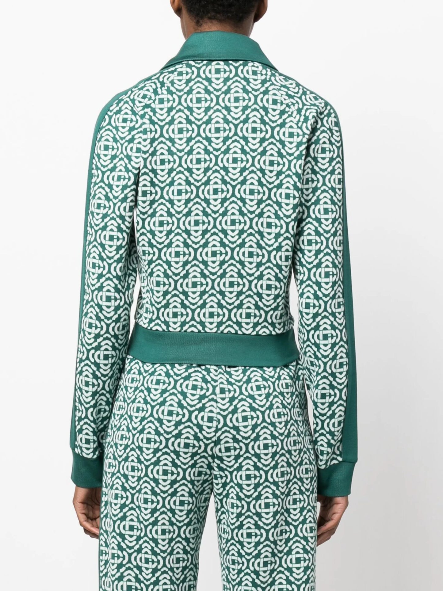 monogram cropped cotton-blend track top