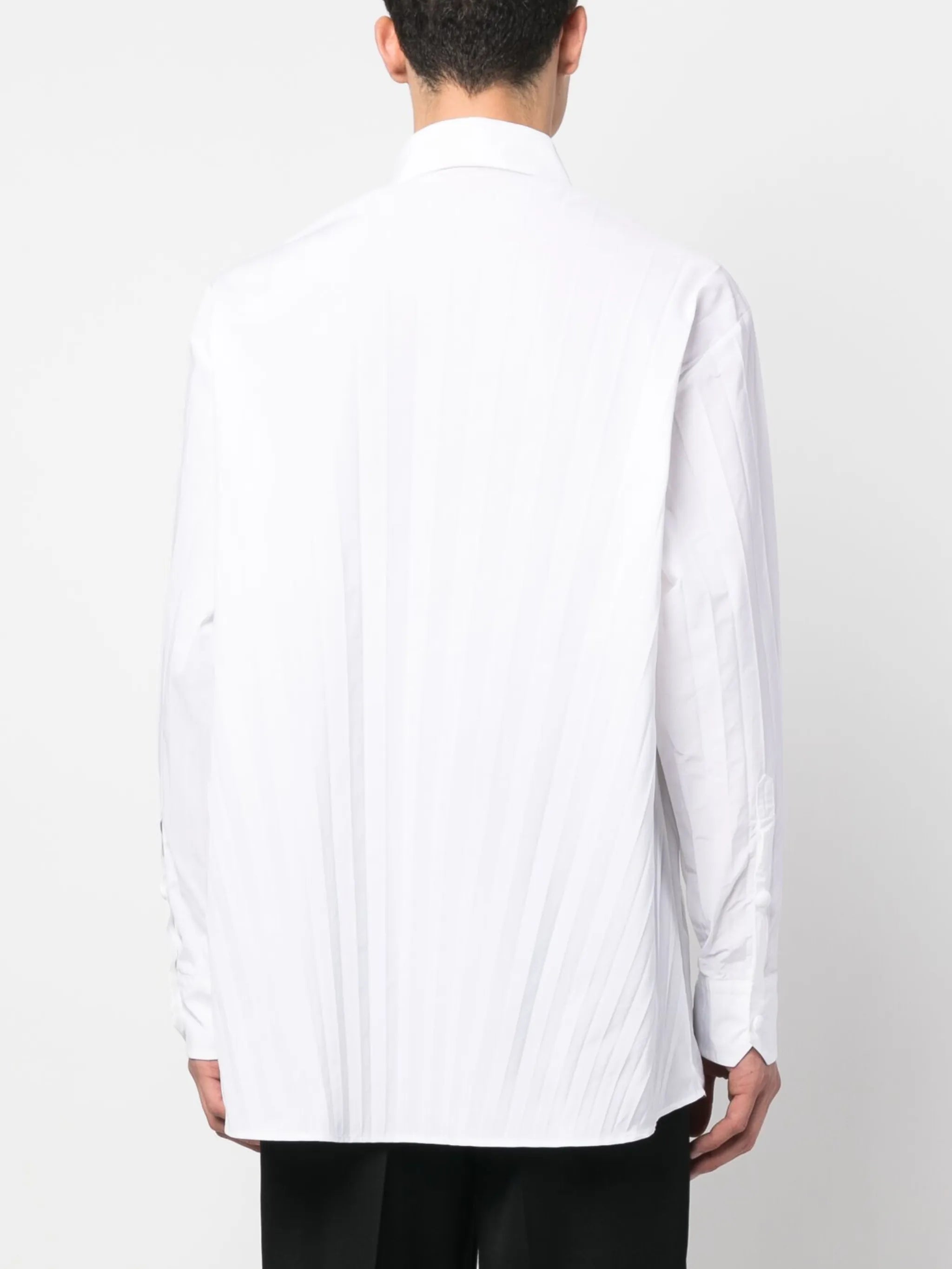 pleated long-sleeve shirt