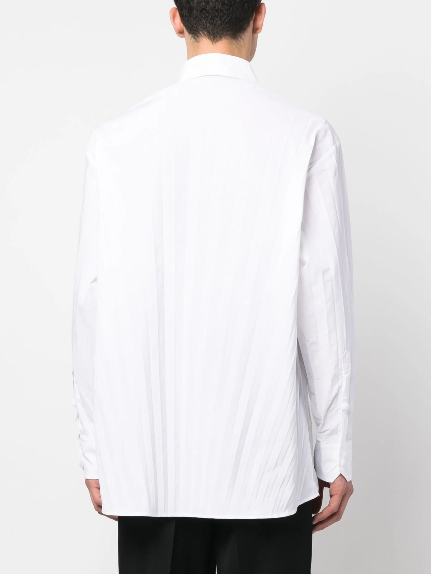 pleated long-sleeve shirt