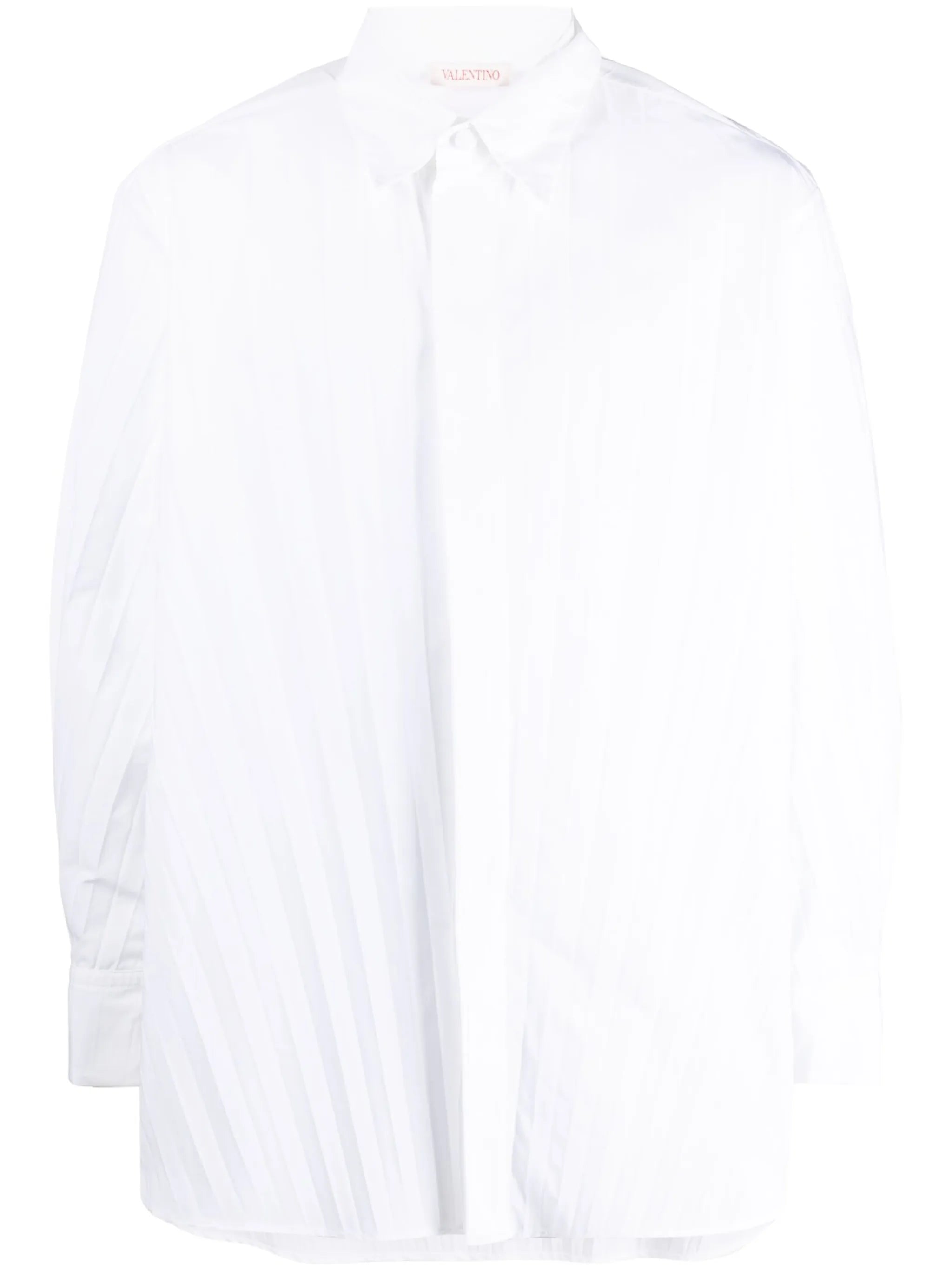 pleated long-sleeve shirt