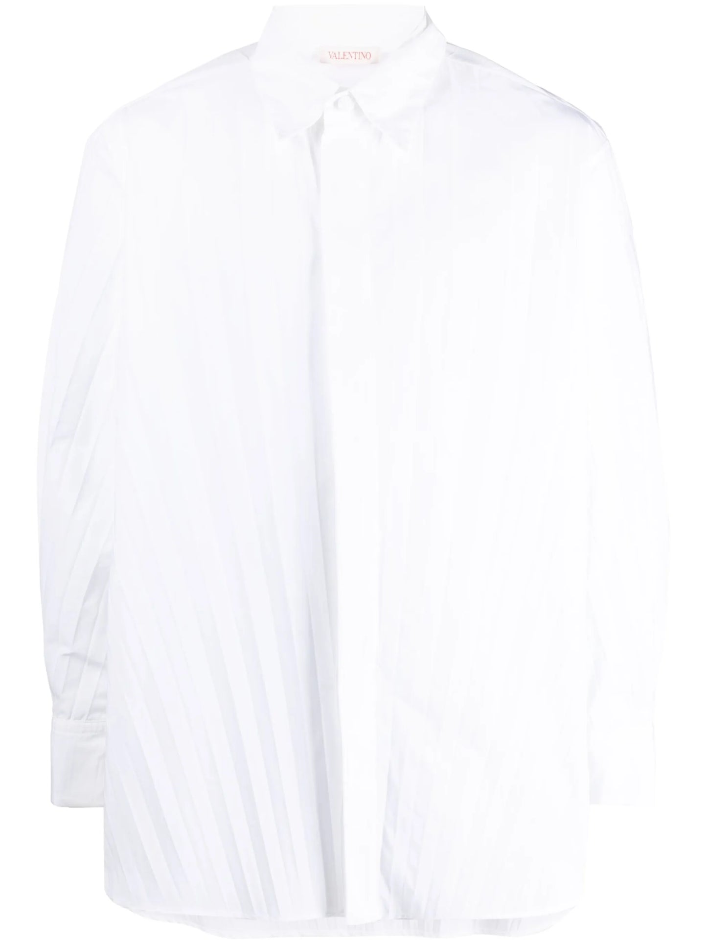 pleated long-sleeve shirt