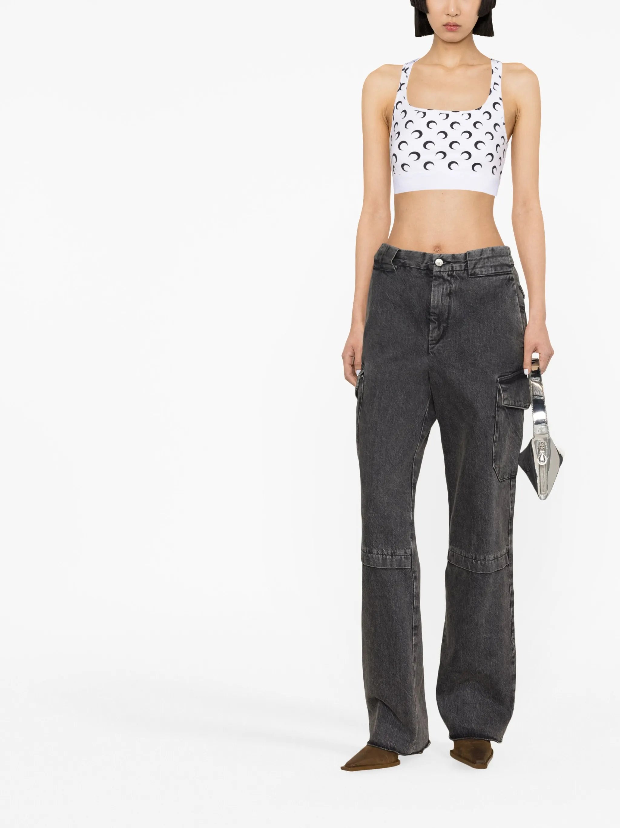 Crescent Moon-print crop top