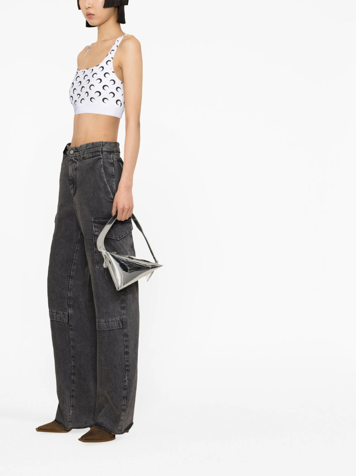 Crescent Moon-print crop top