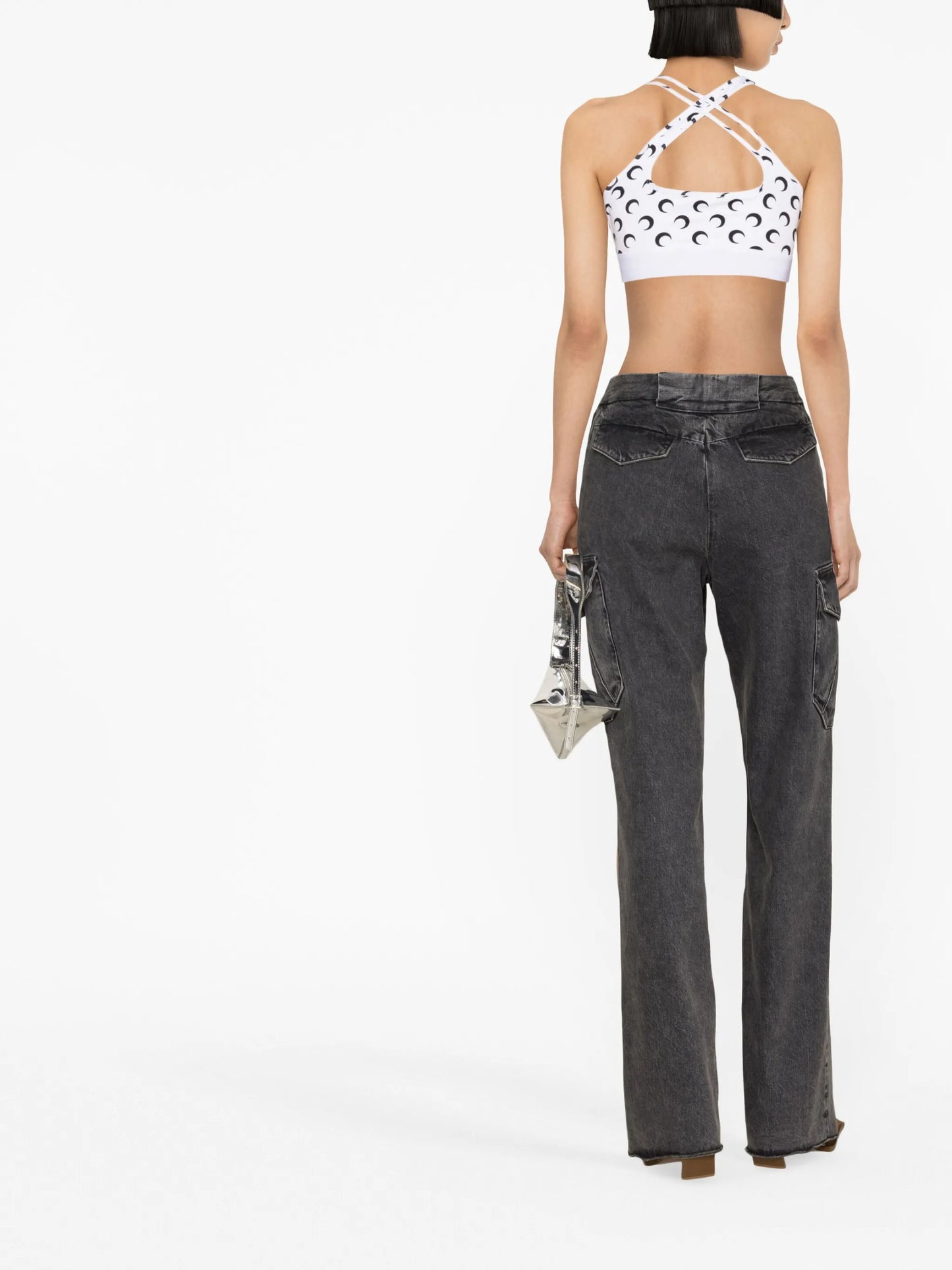 Crescent Moon-print crop top
