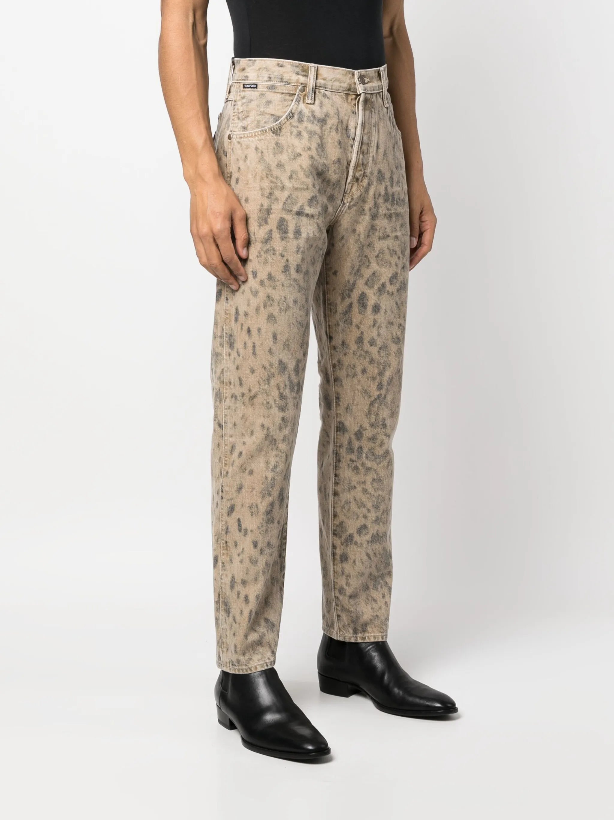 leopard-print jeans