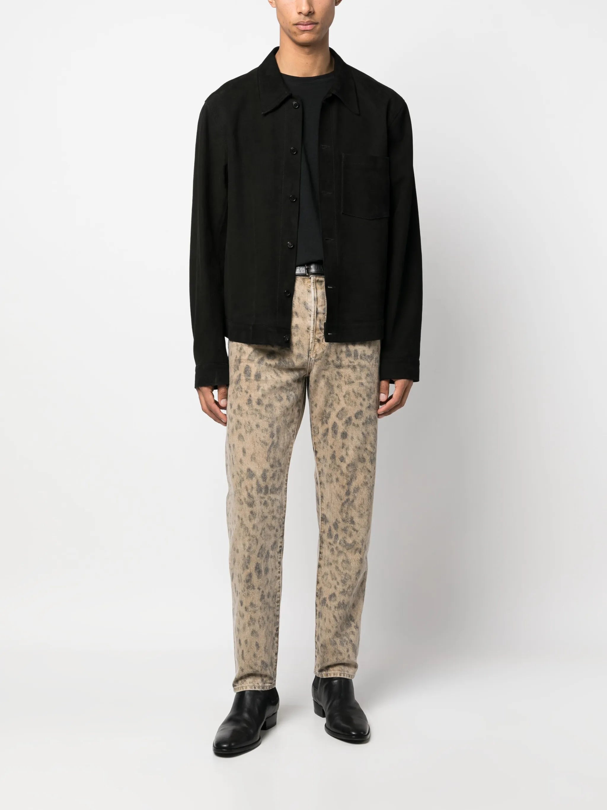 leopard-print jeans