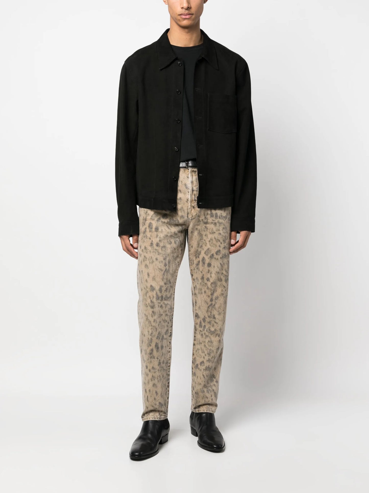 leopard-print jeans