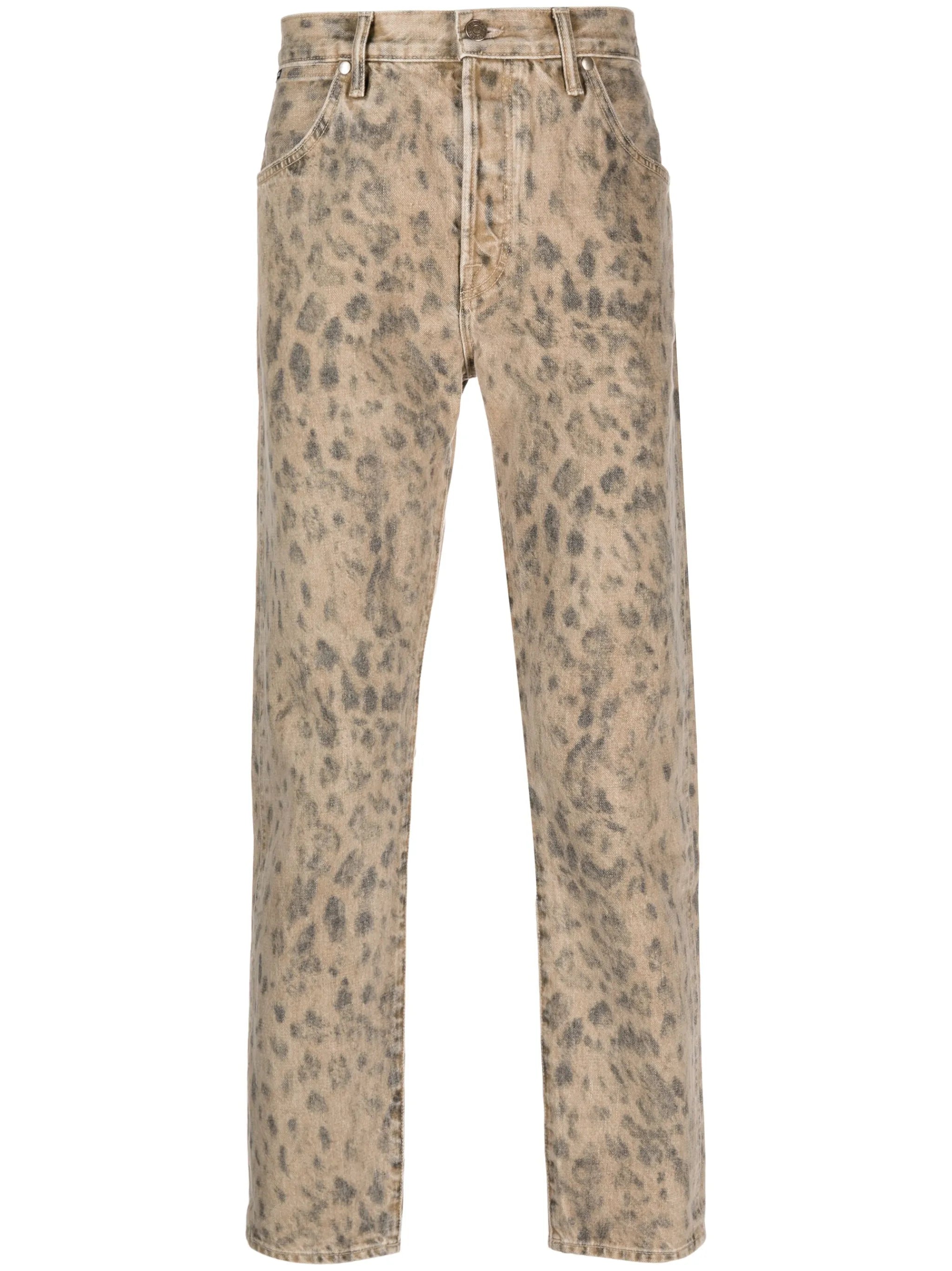 leopard-print jeans