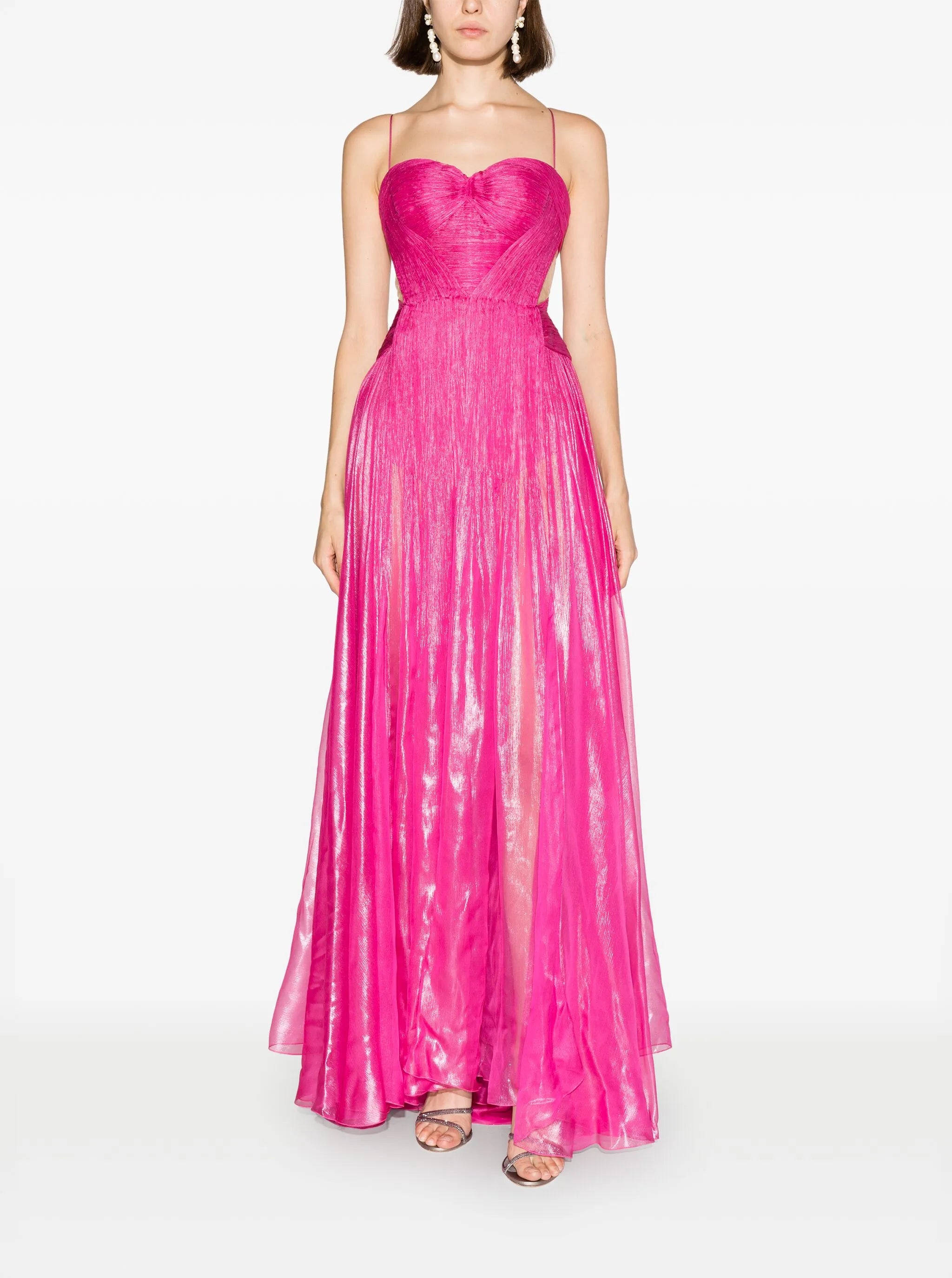 Allar semi-sheer flared gown