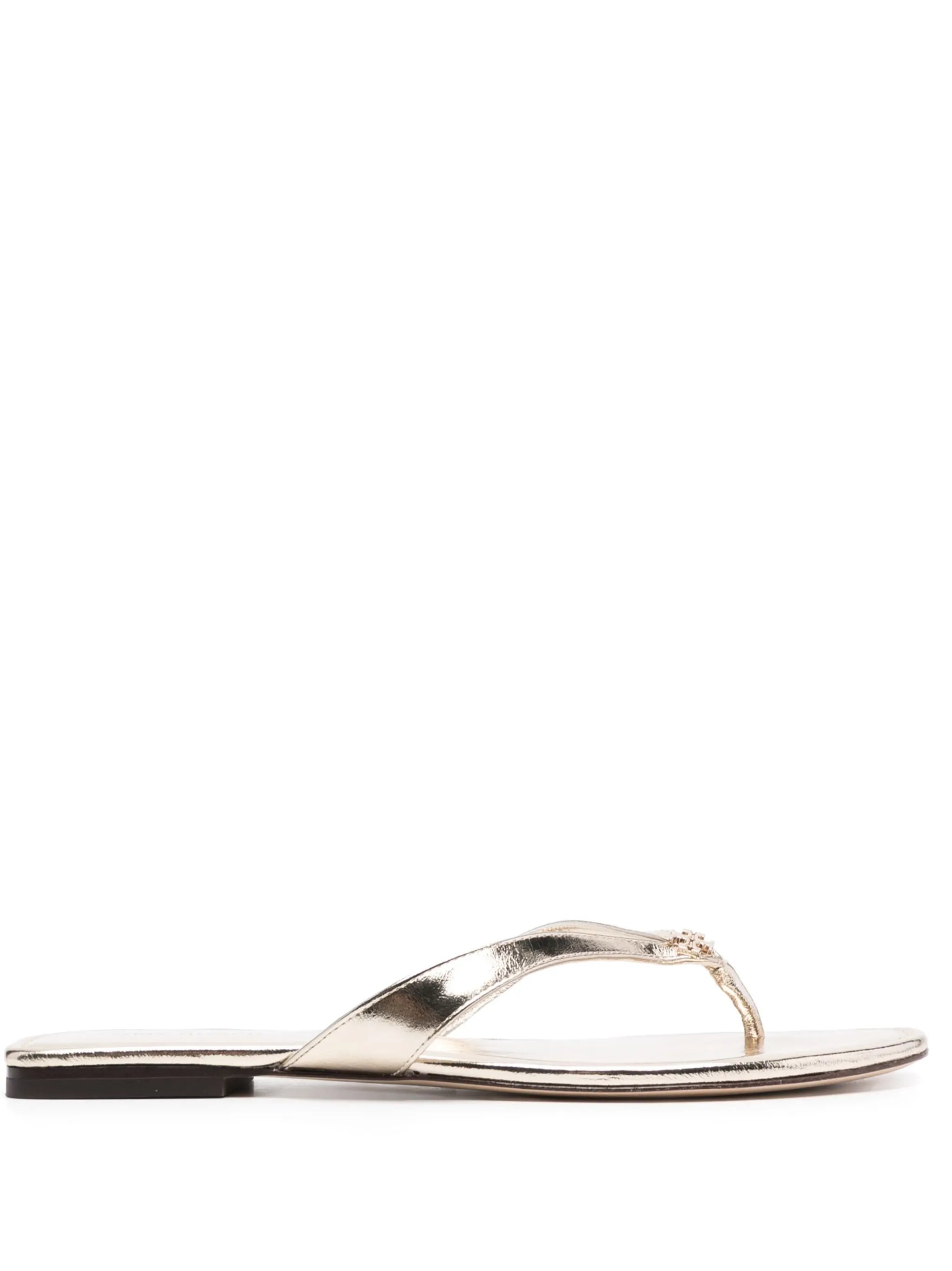 flat leather flip-flops