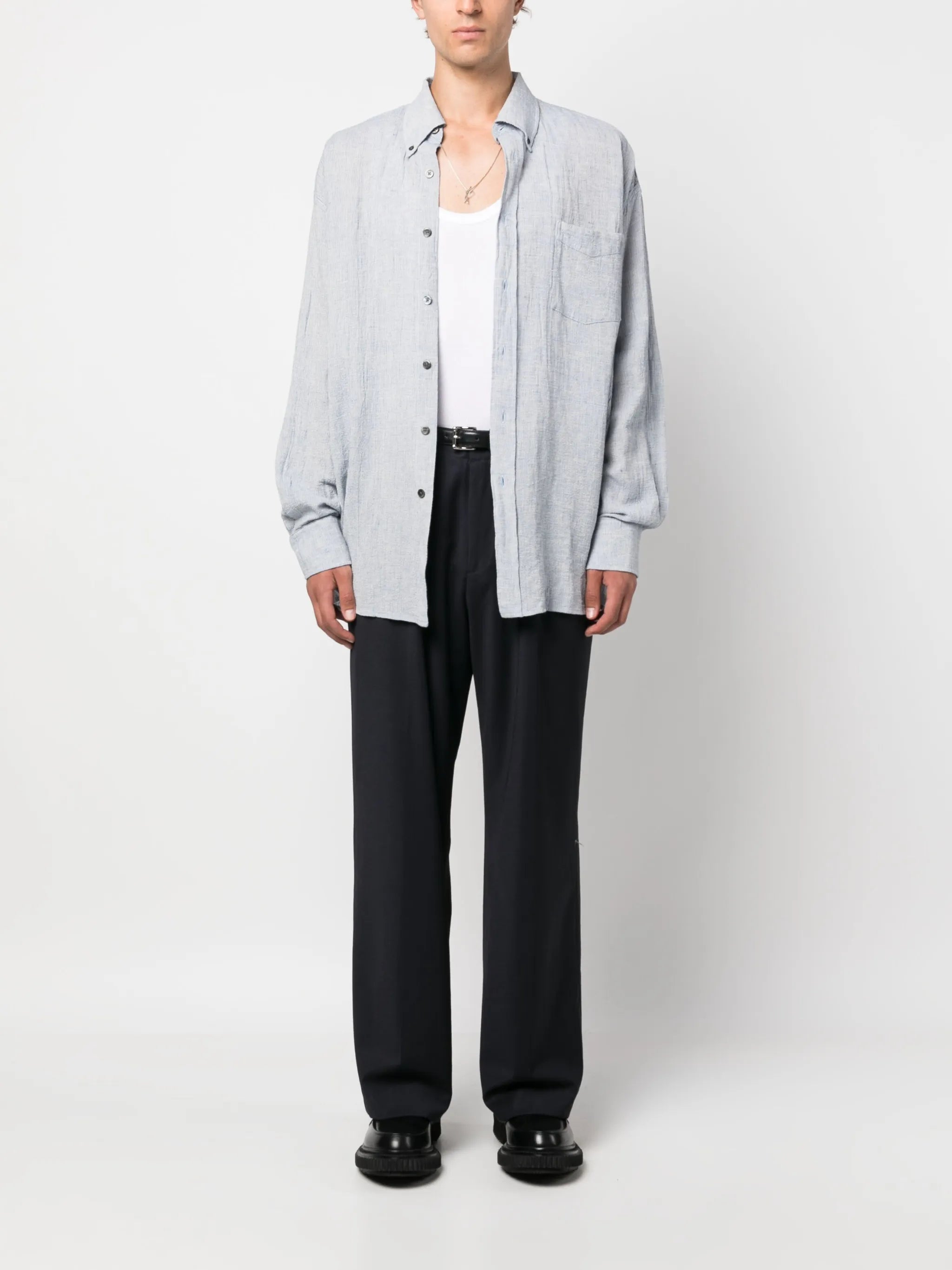 long-sleeve buttoned shirt