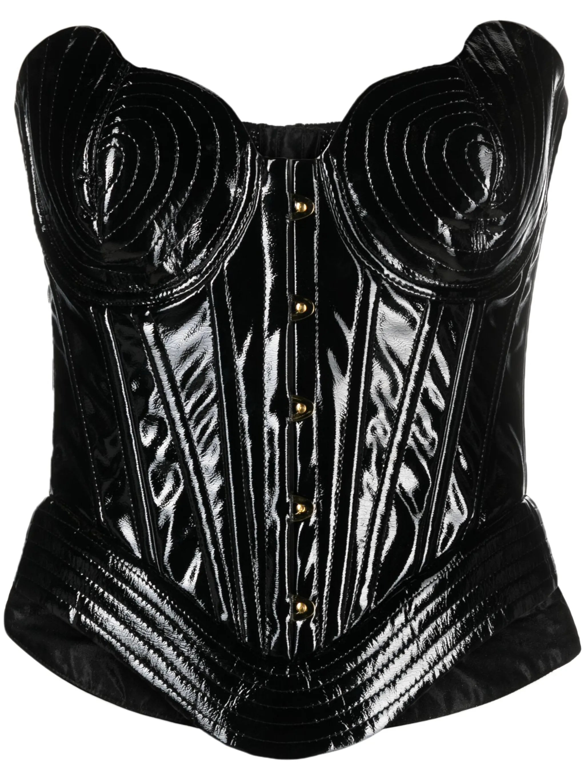 Electra patent-finish corset top