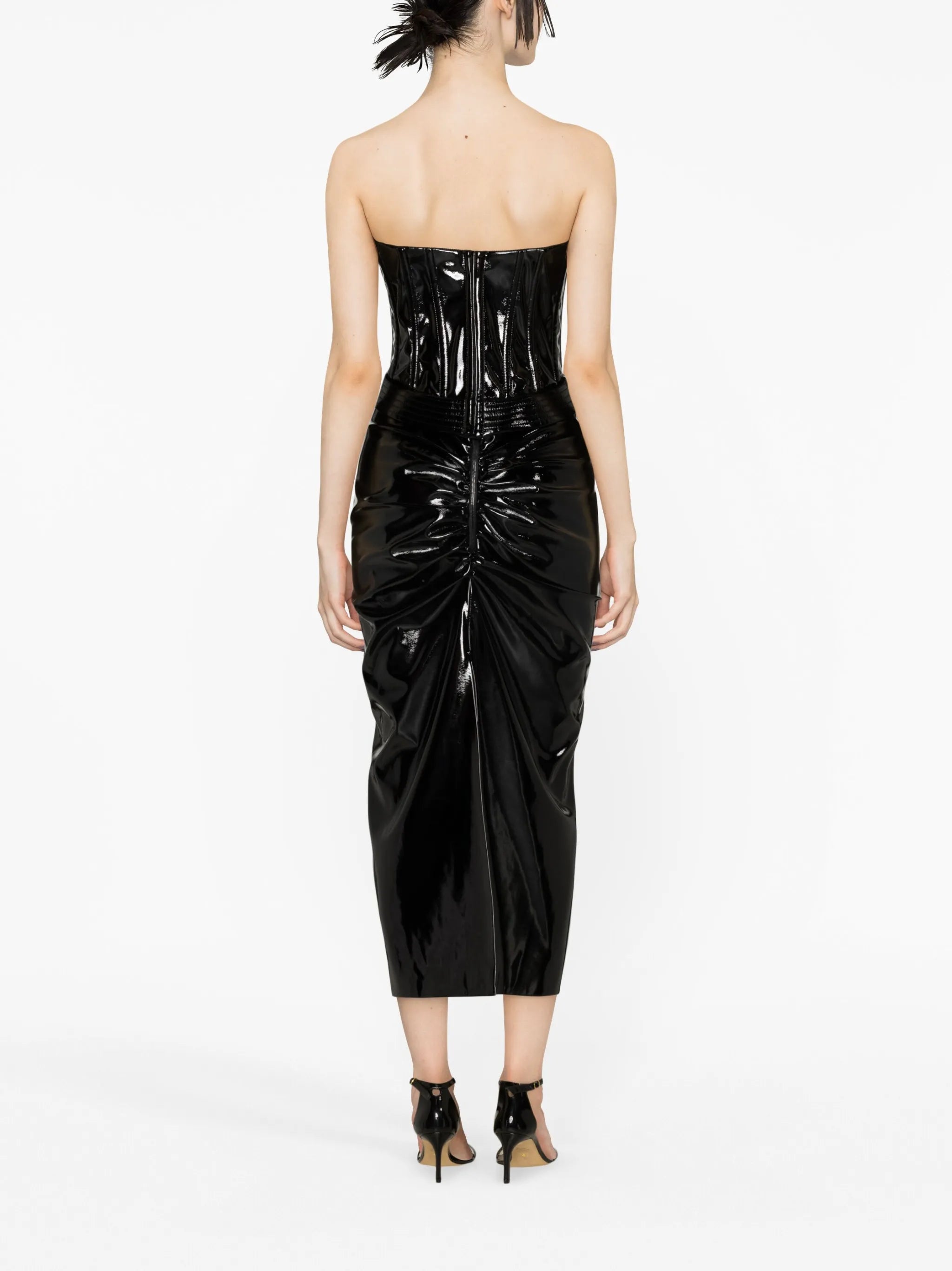 Electra patent-finish corset top