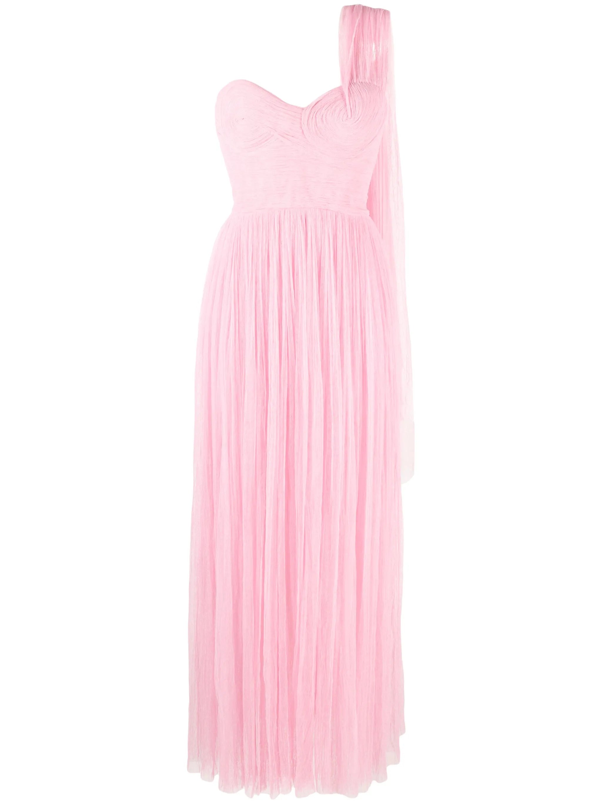 Freya one-shoulder semi-sheer gown