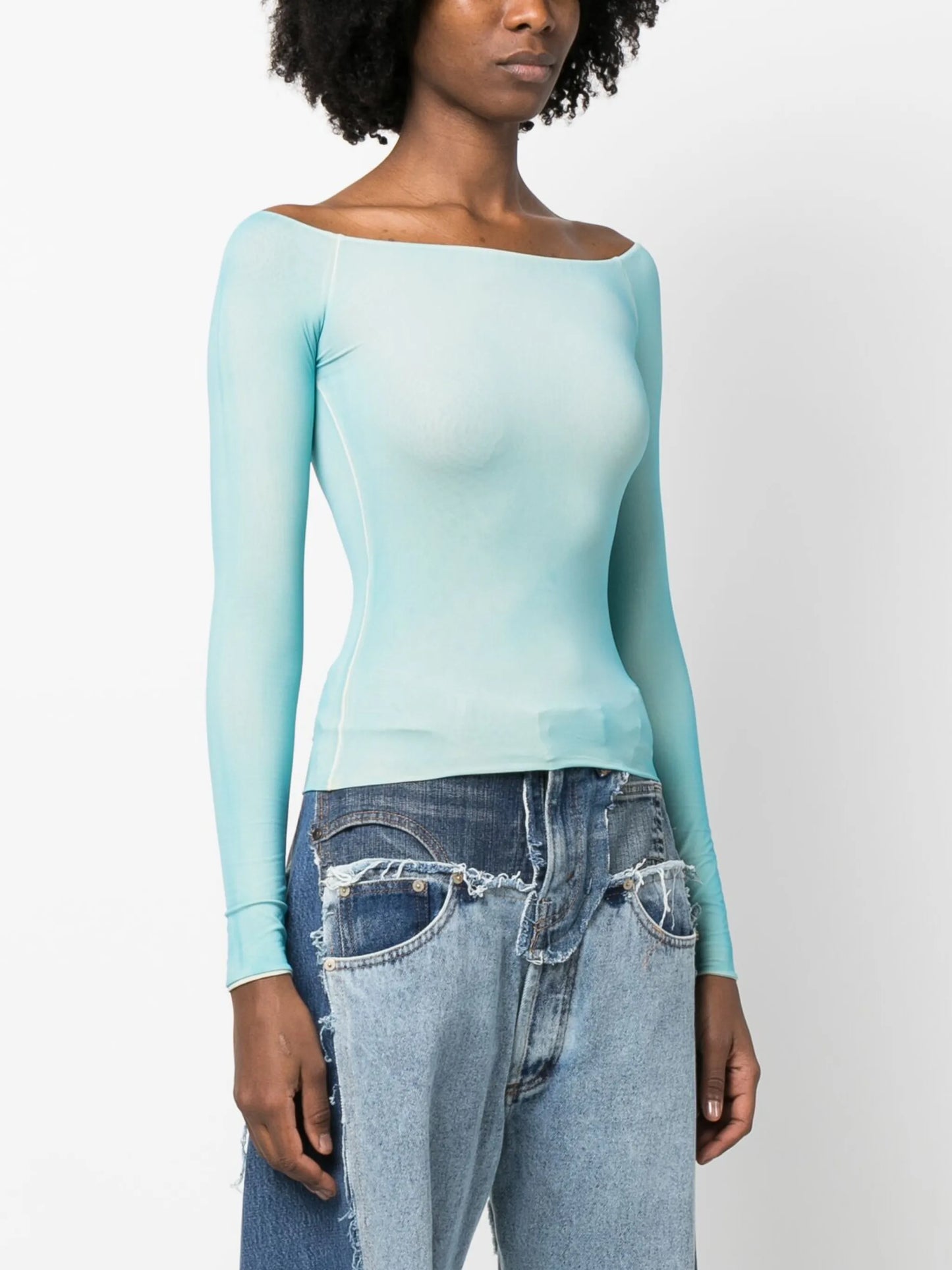 boat-neck long-sleeve T-shirt