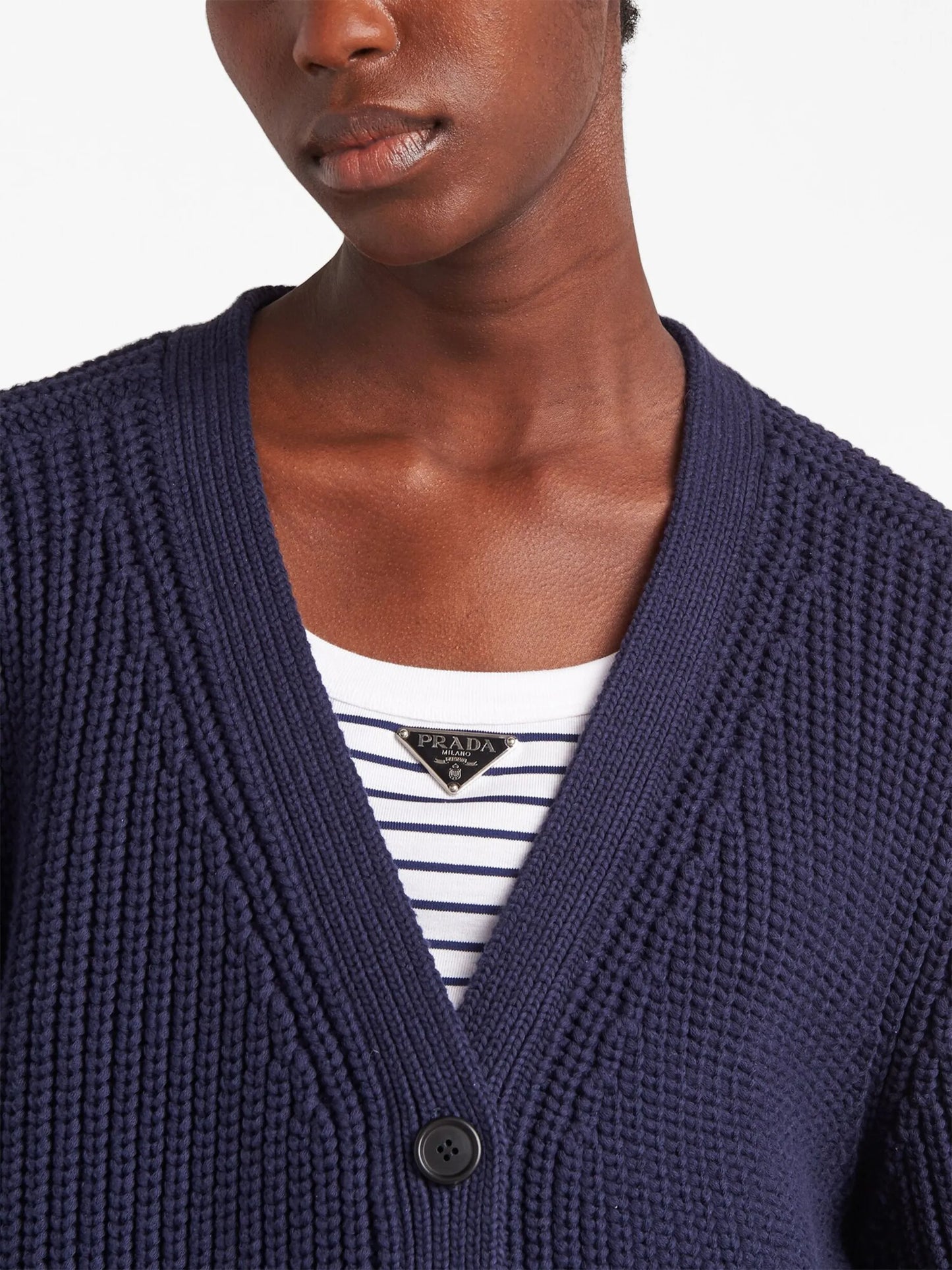 V-neck cotton cardigan