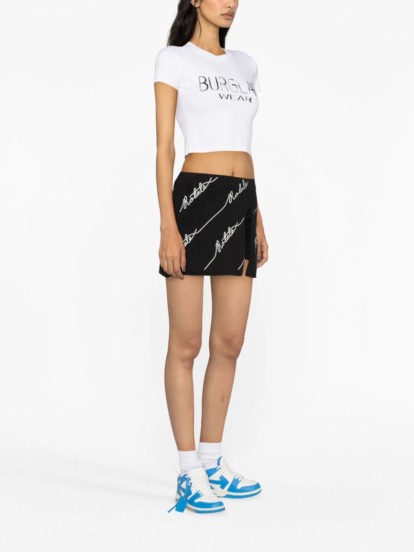 logo-embellished knitted miniskirt