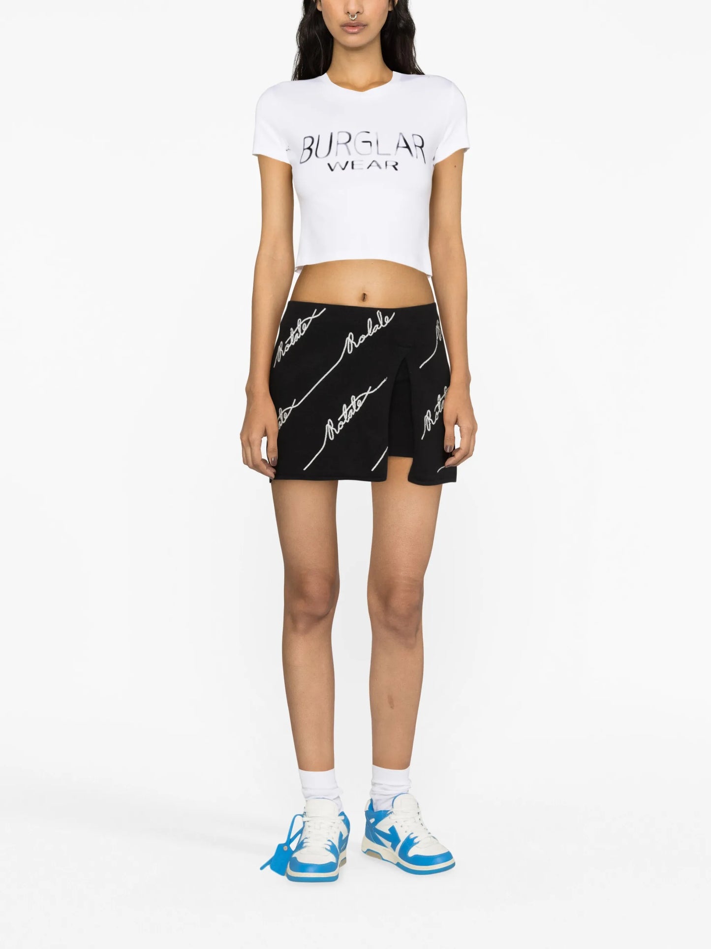logo-embellished knitted miniskirt