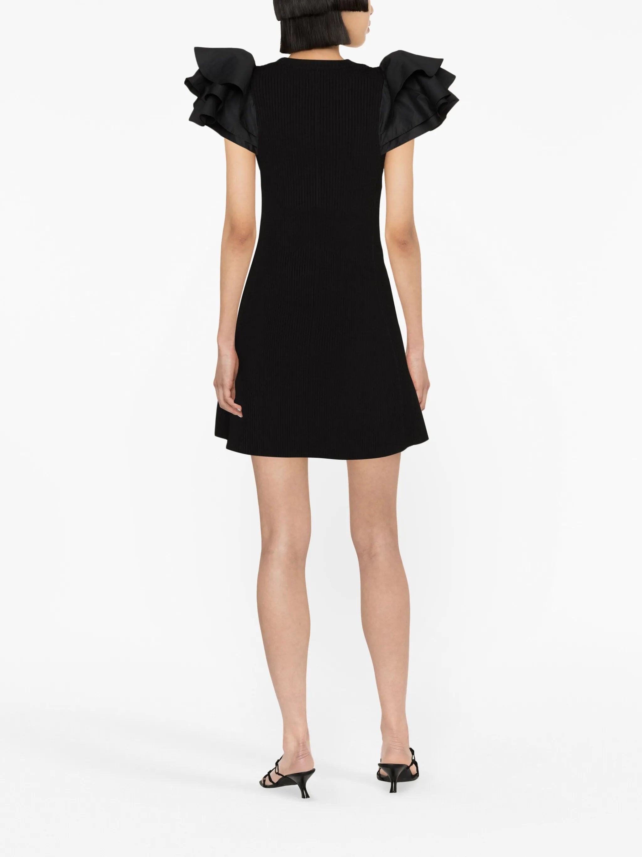 puff-sleeves ribbed minidress
