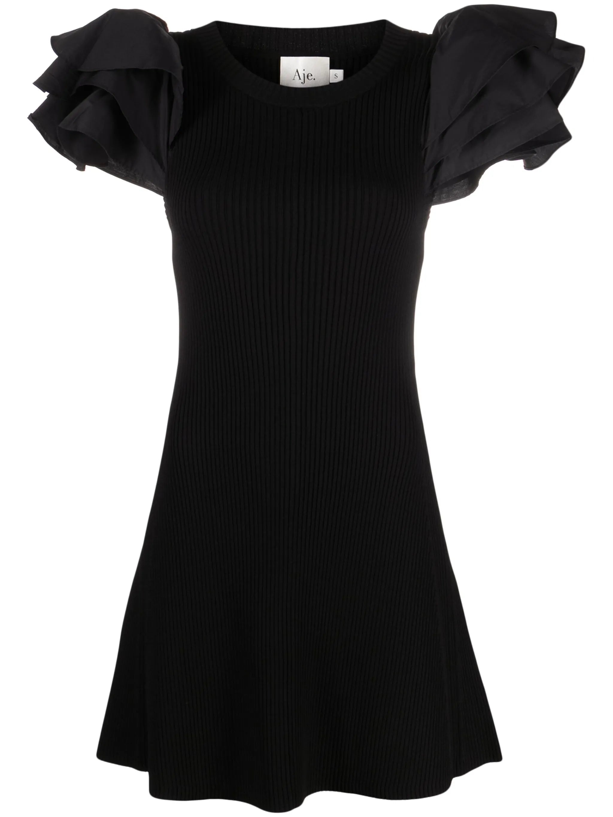 puff-sleeves ribbed minidress