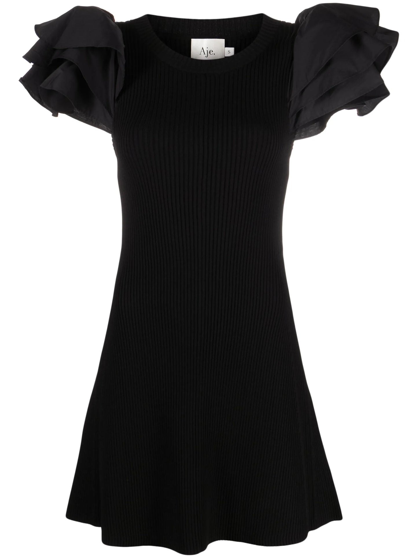 puff-sleeves ribbed minidress