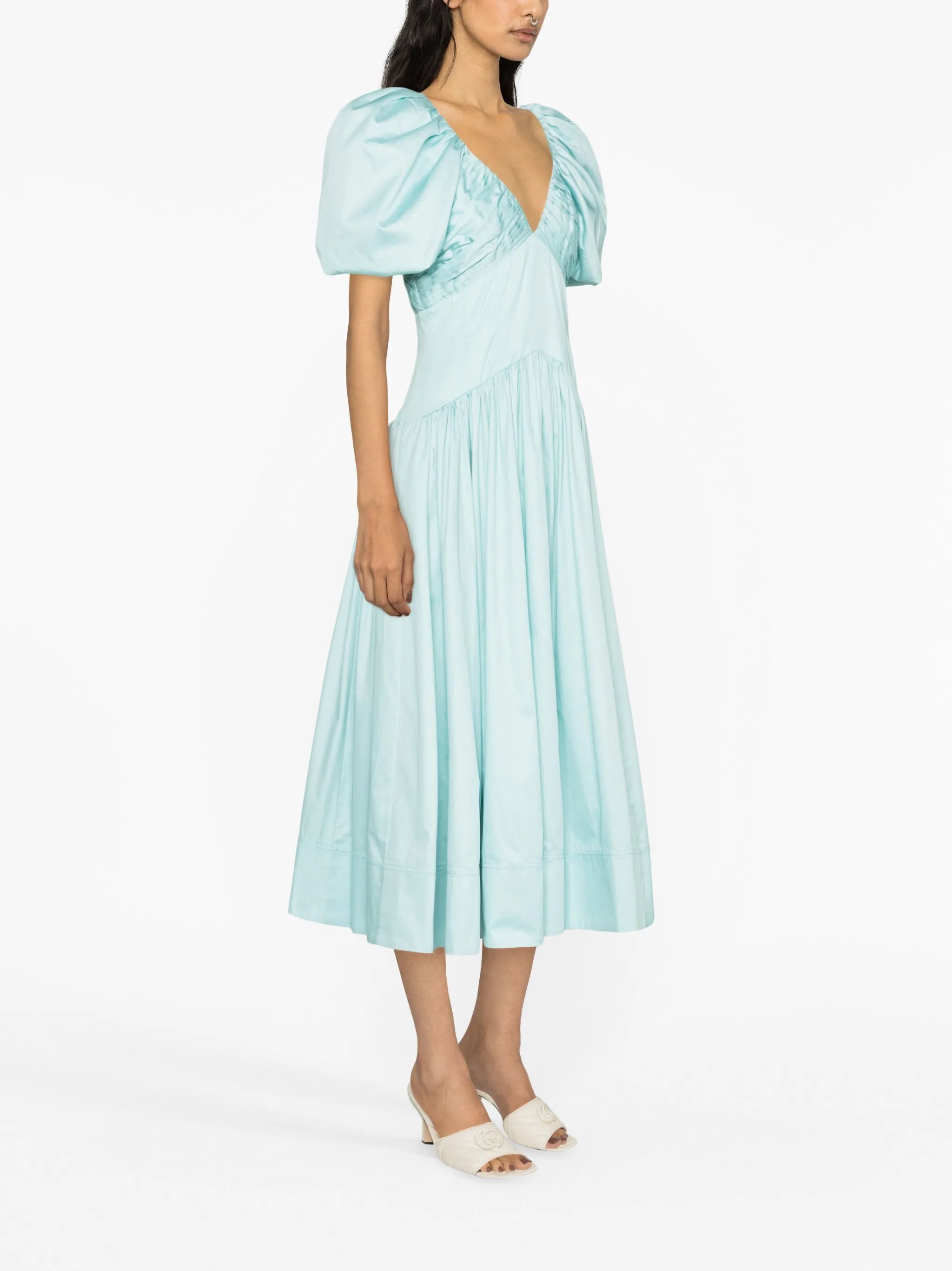 Gabrielle puff-sleeve midi dress