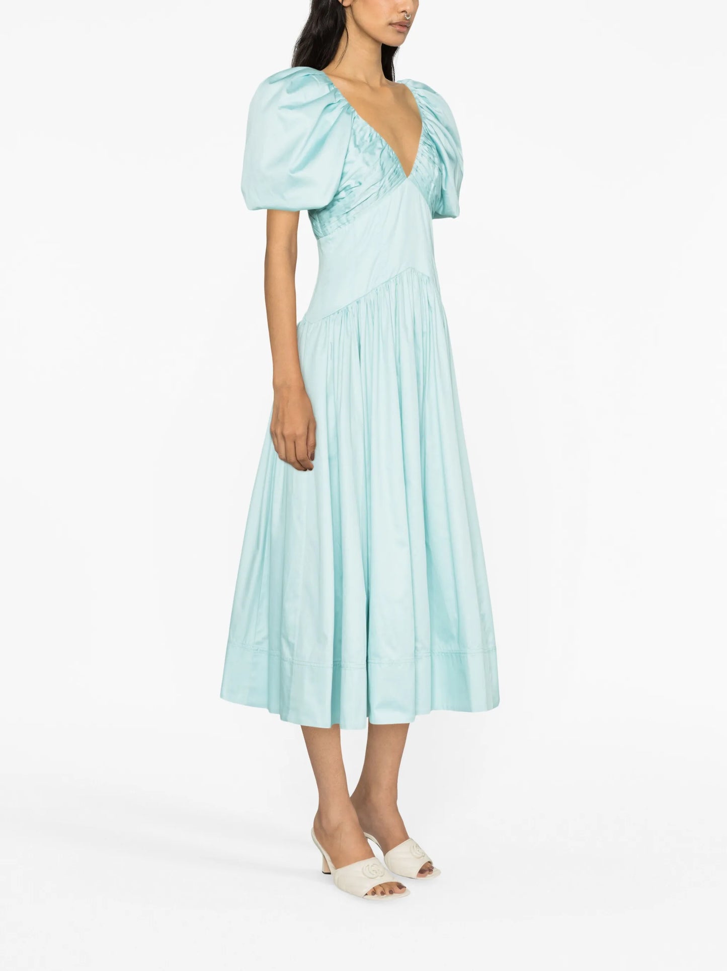 Gabrielle puff-sleeve midi dress