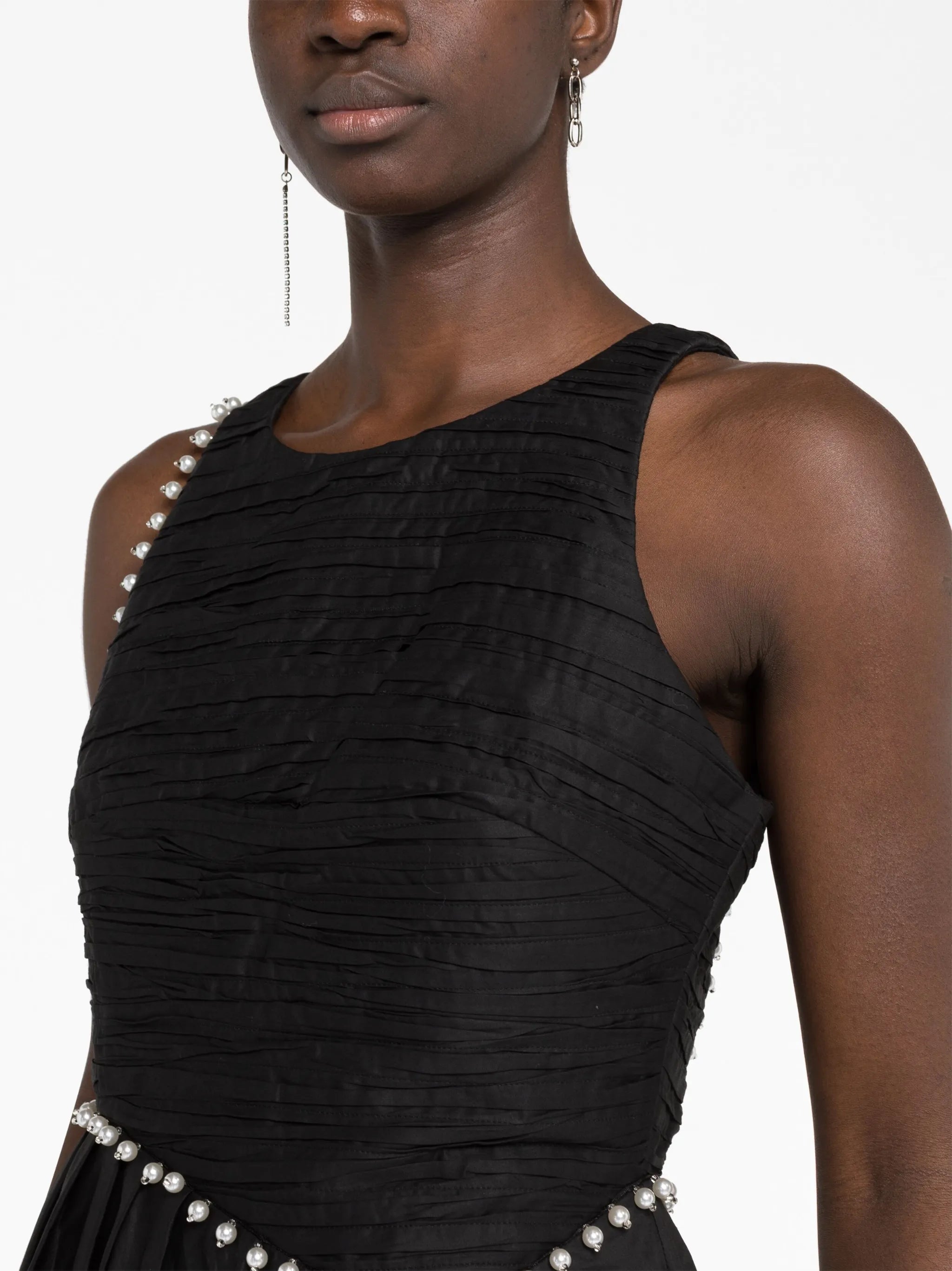 Florence faux-pearl cotton dress