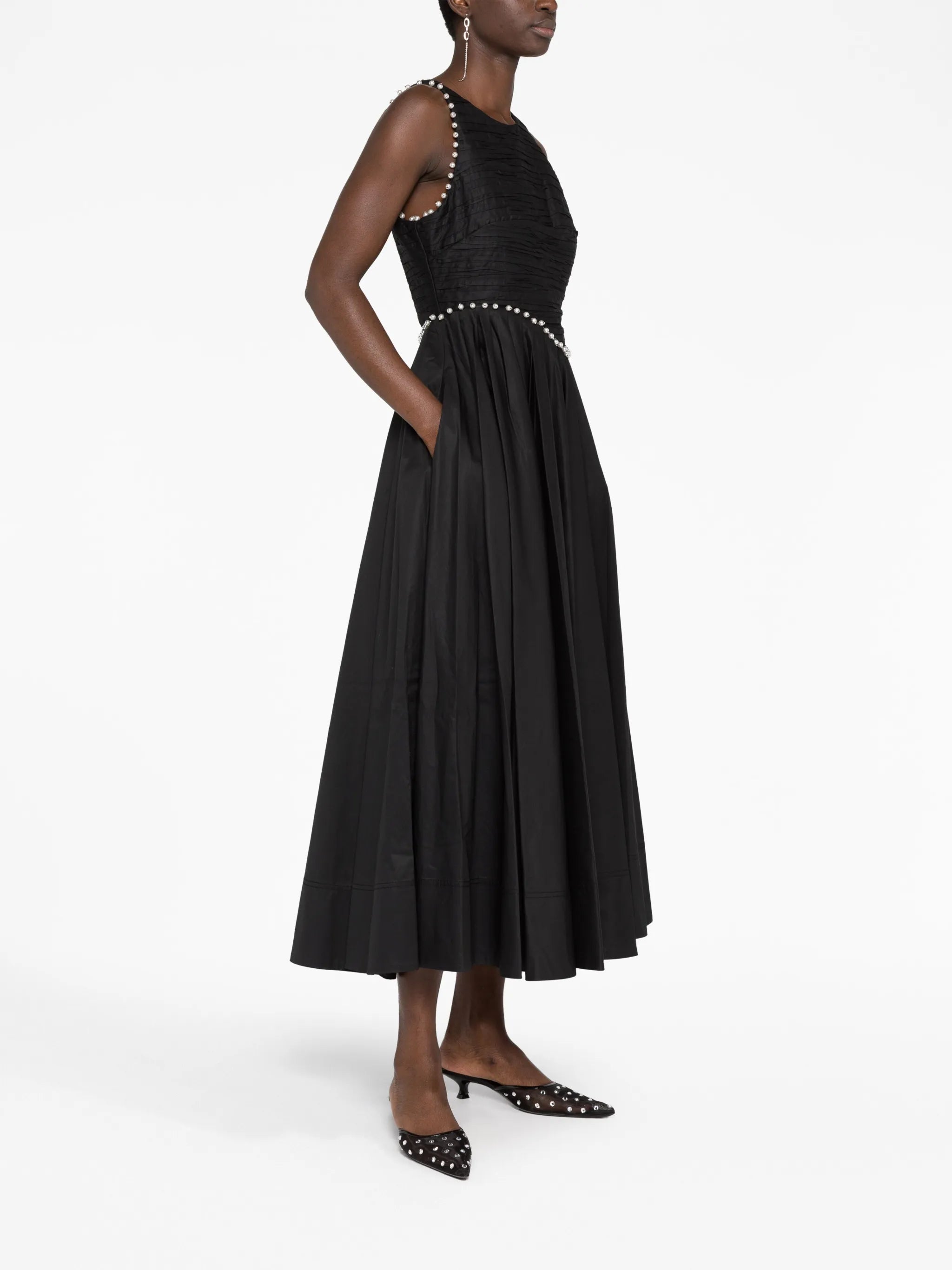 Florence faux-pearl cotton dress