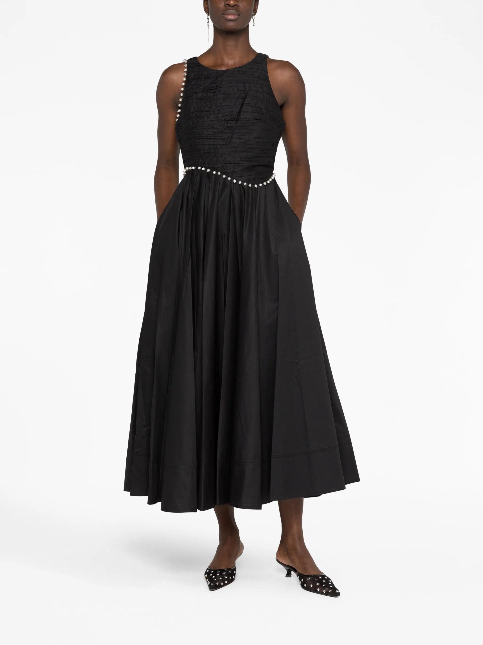 Florence faux-pearl cotton dress