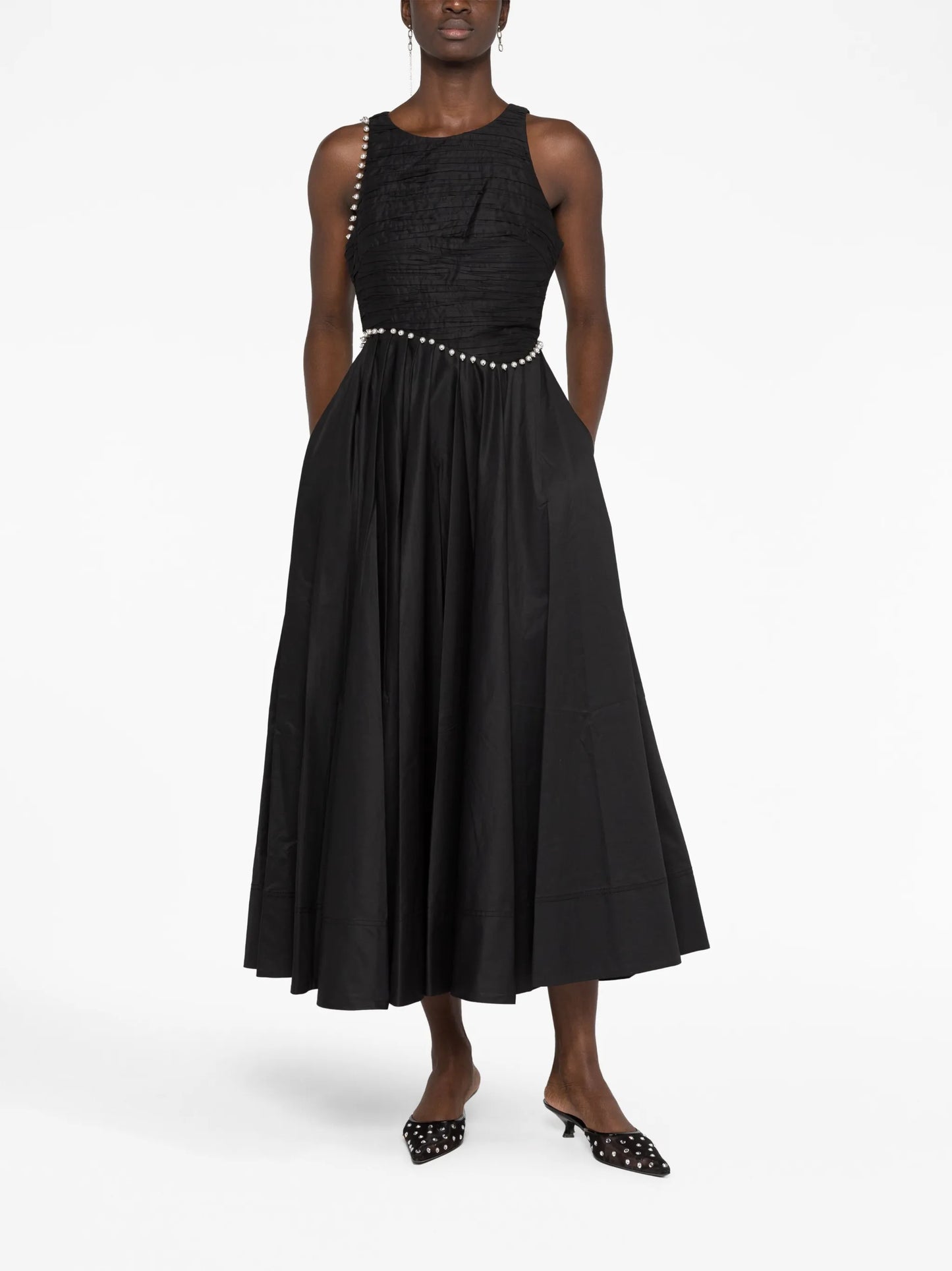 Florence faux-pearl cotton dress