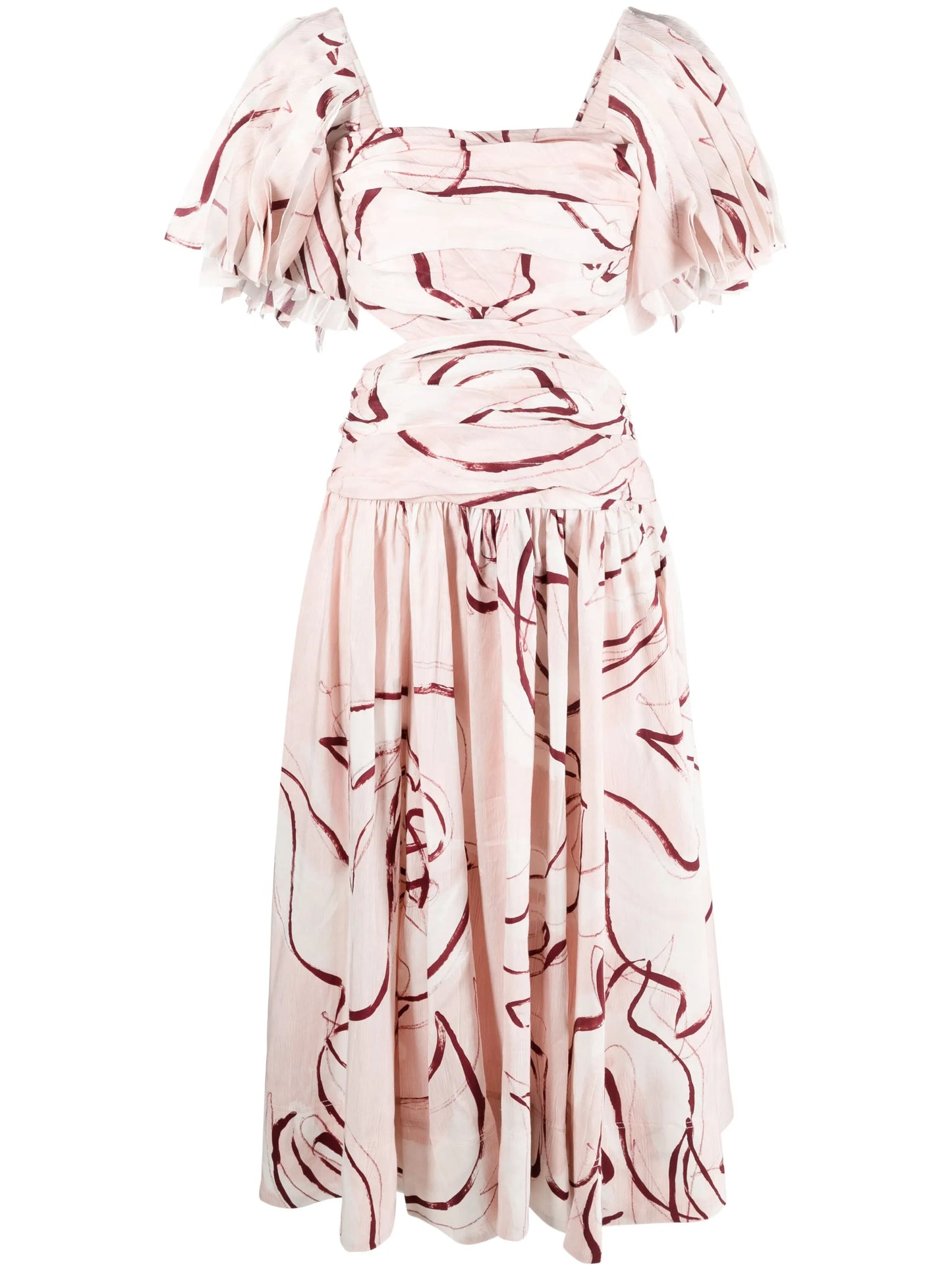 Marianne printed ruched cut-out dress