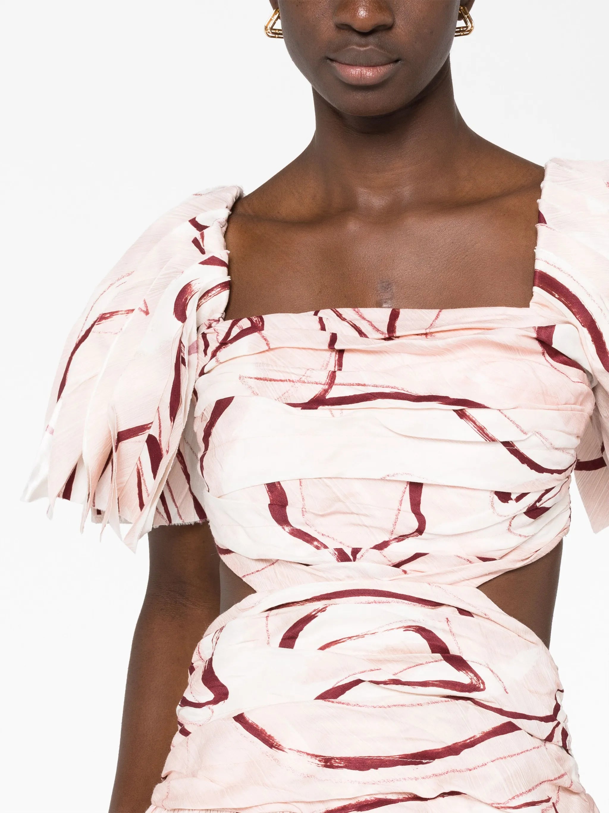Marianne printed ruched cut-out dress