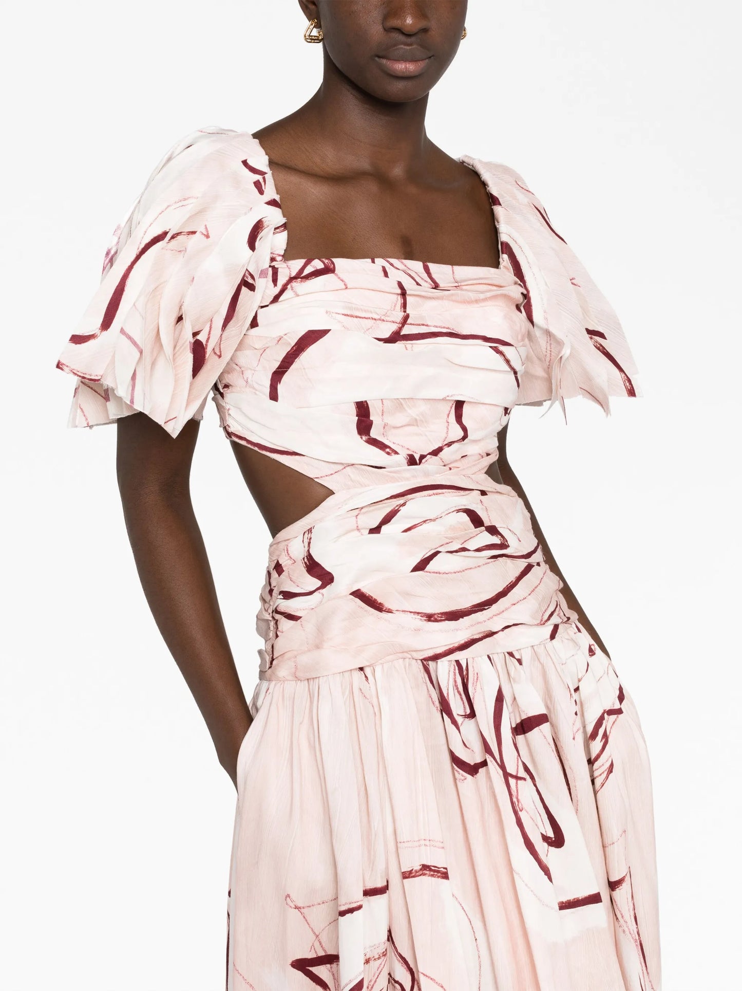 Marianne printed ruched cut-out dress