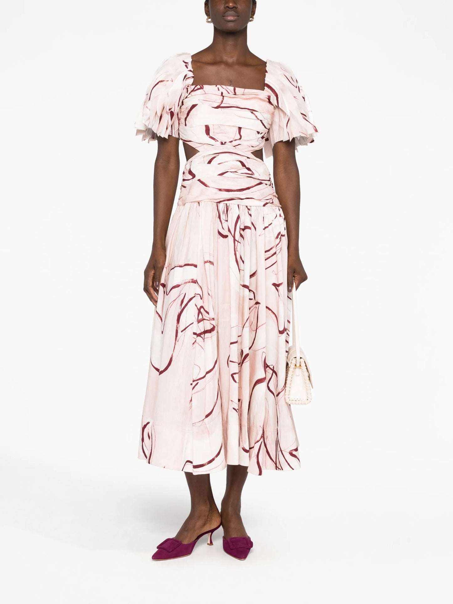 Marianne printed ruched cut-out dress