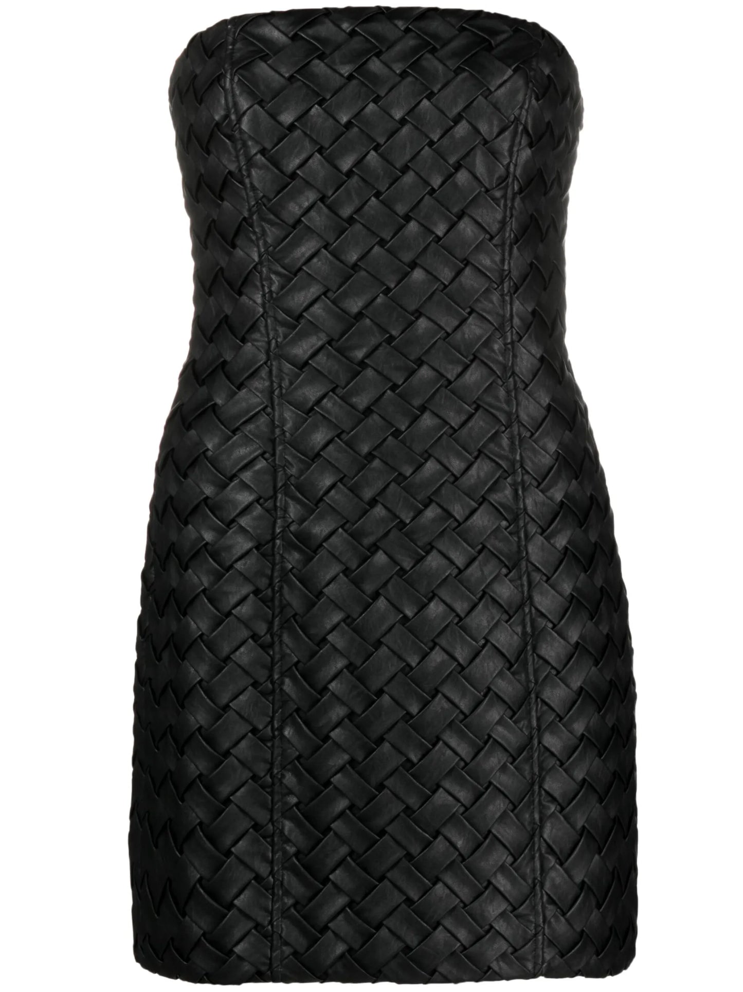 interwoven leather sleeveless minidress