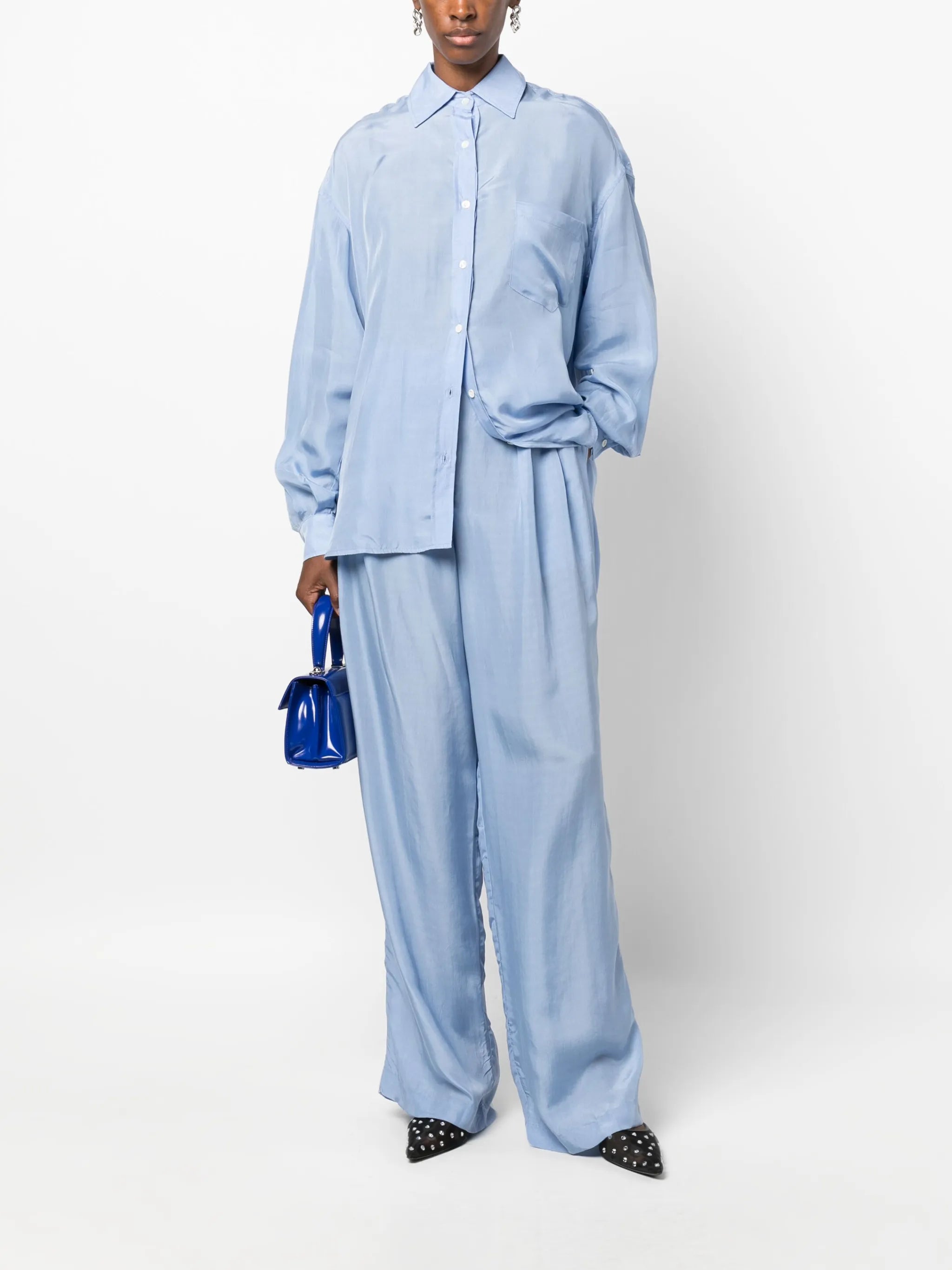 Tansy pleated wide-leg trousers