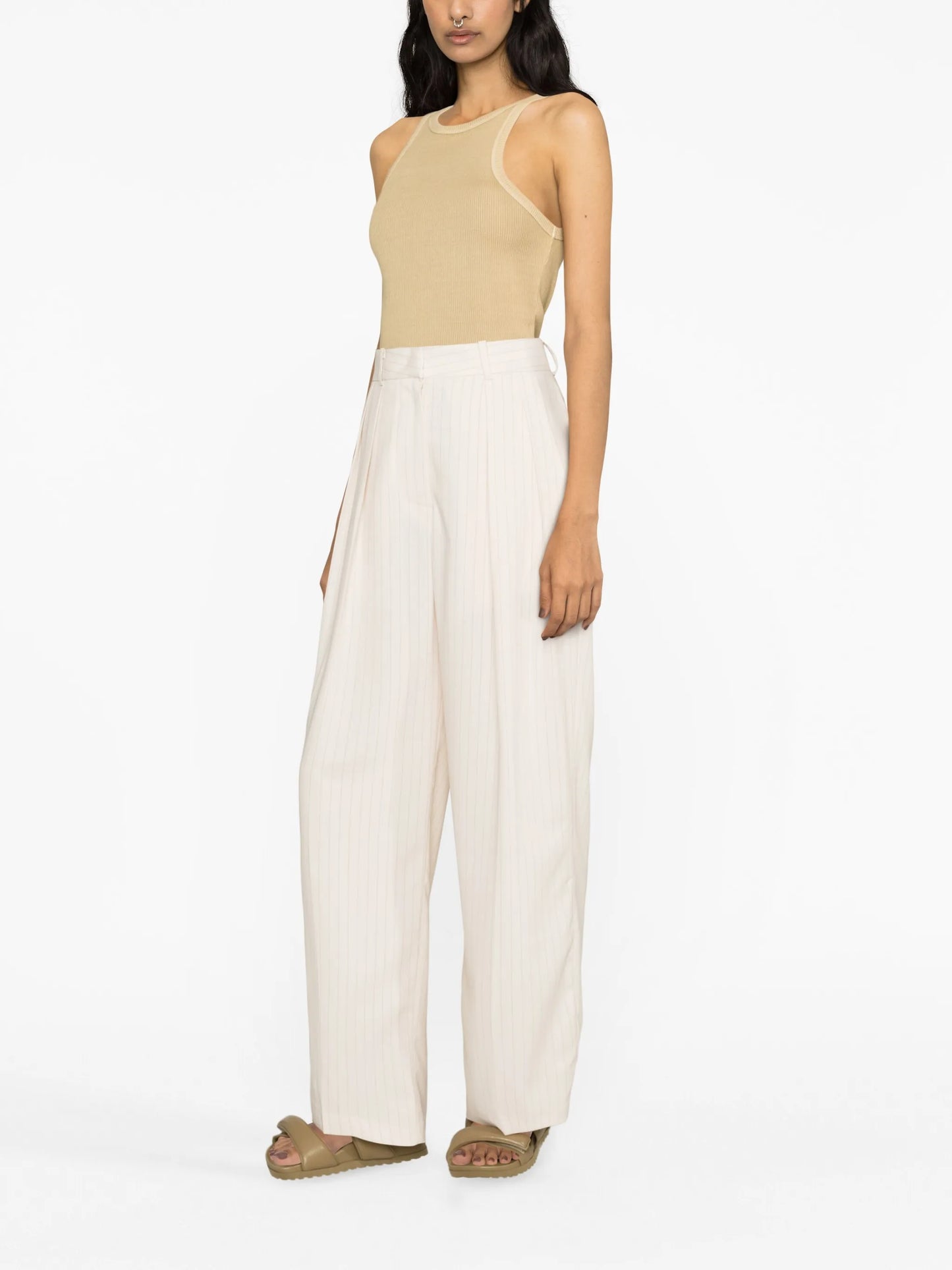 Tansy double-pleated pinstripe trousers