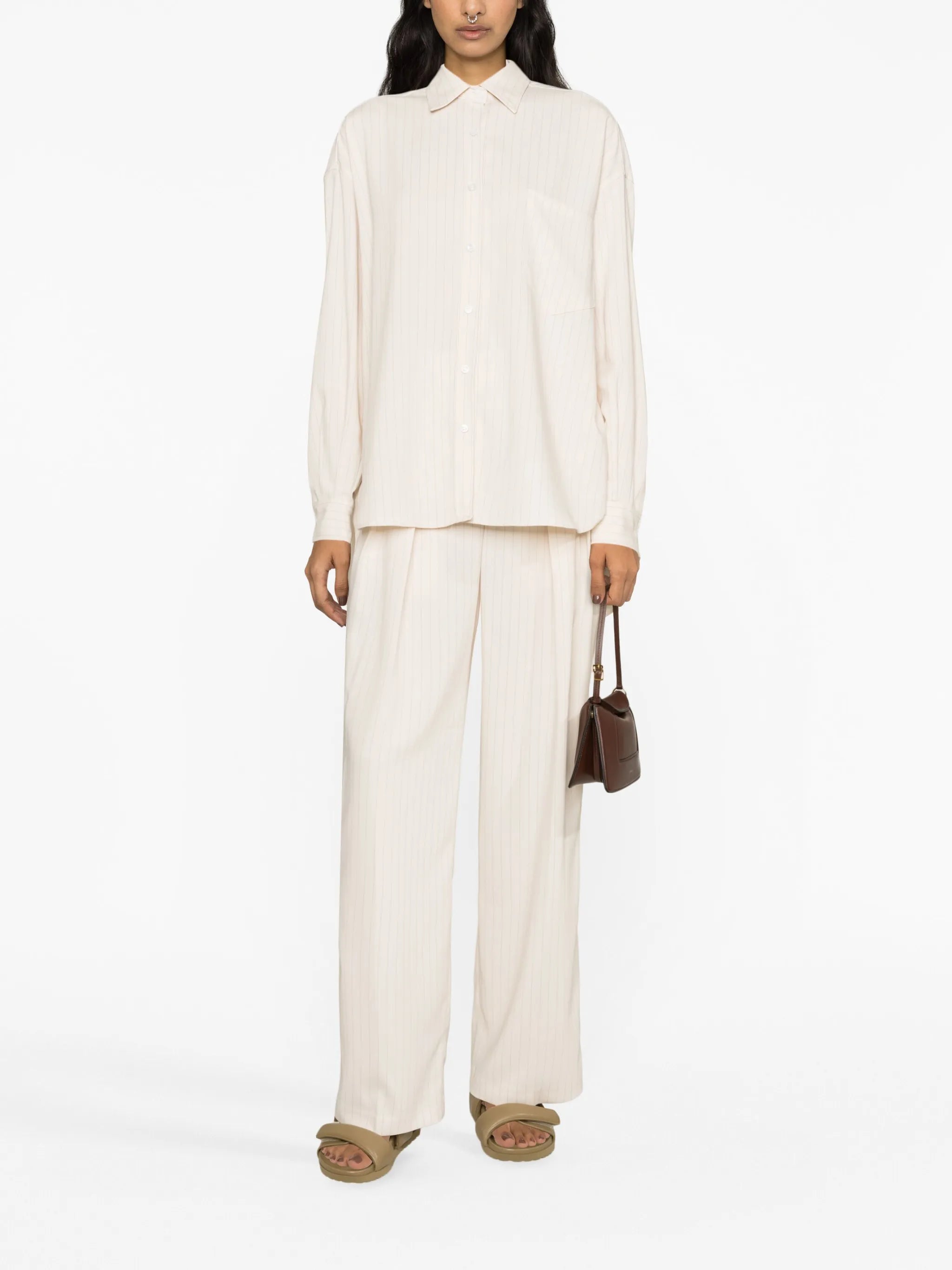 Tansy double-pleated pinstripe trousers