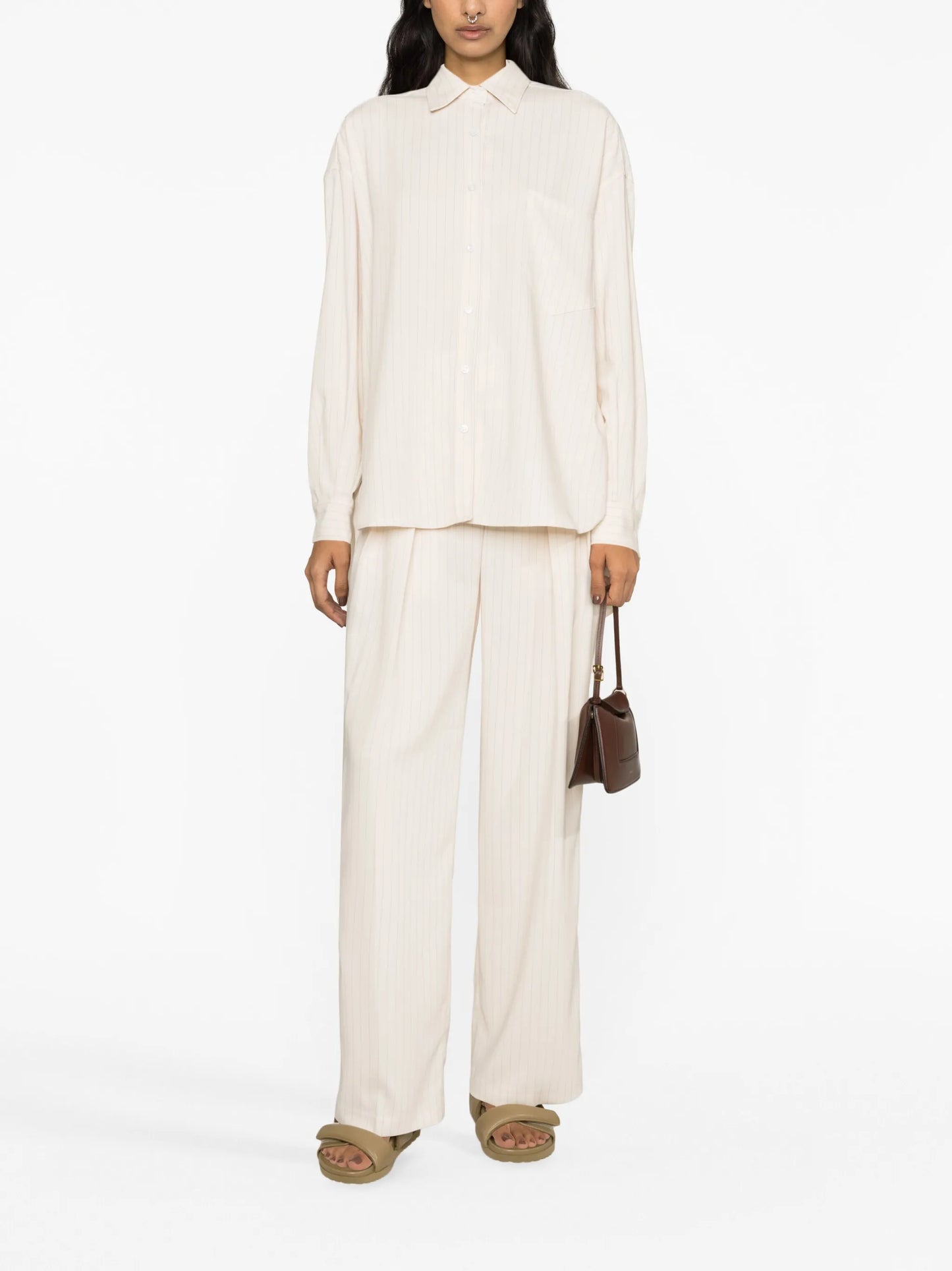 Tansy double-pleated pinstripe trousers