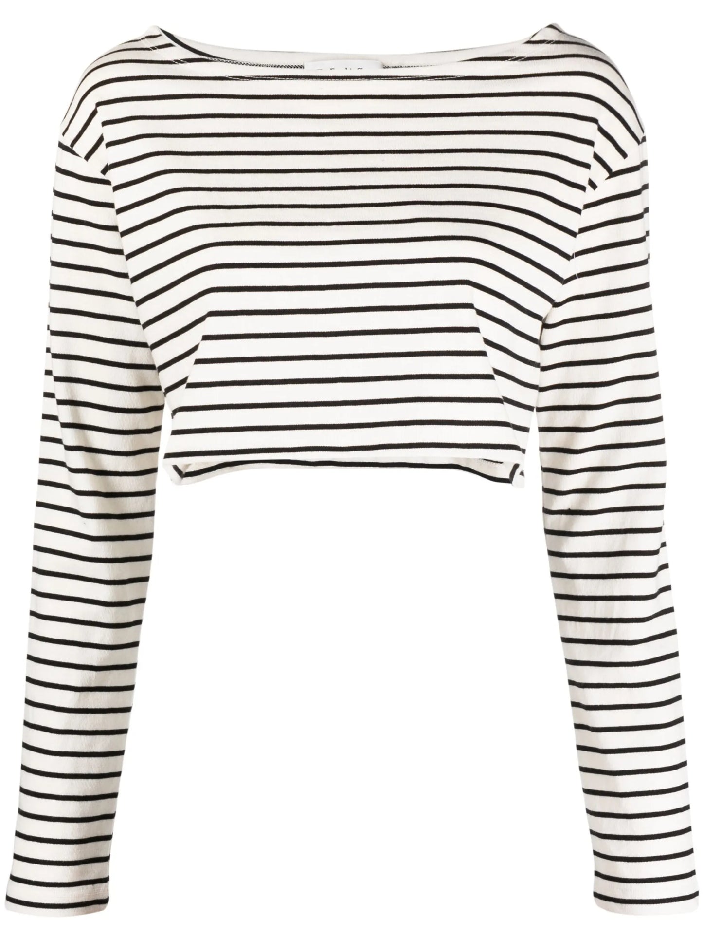 boat-neck striped crop top