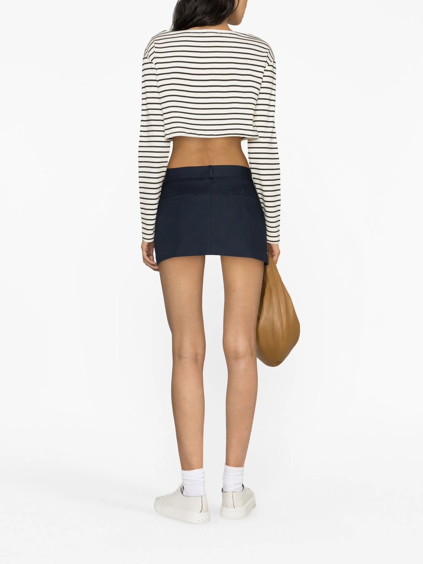 boat-neck striped crop top