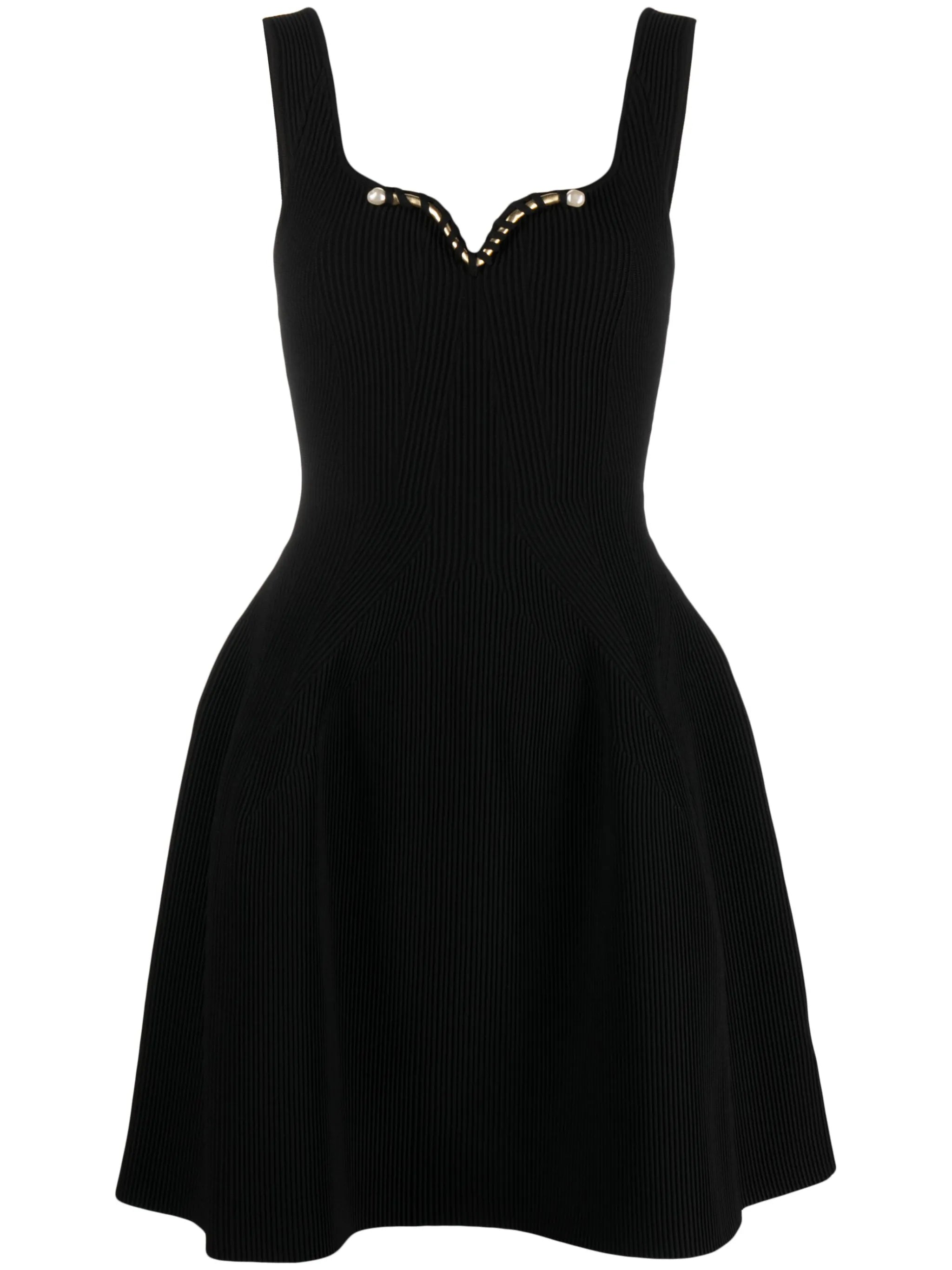Goldfoil embellished ribbed-knit minidress