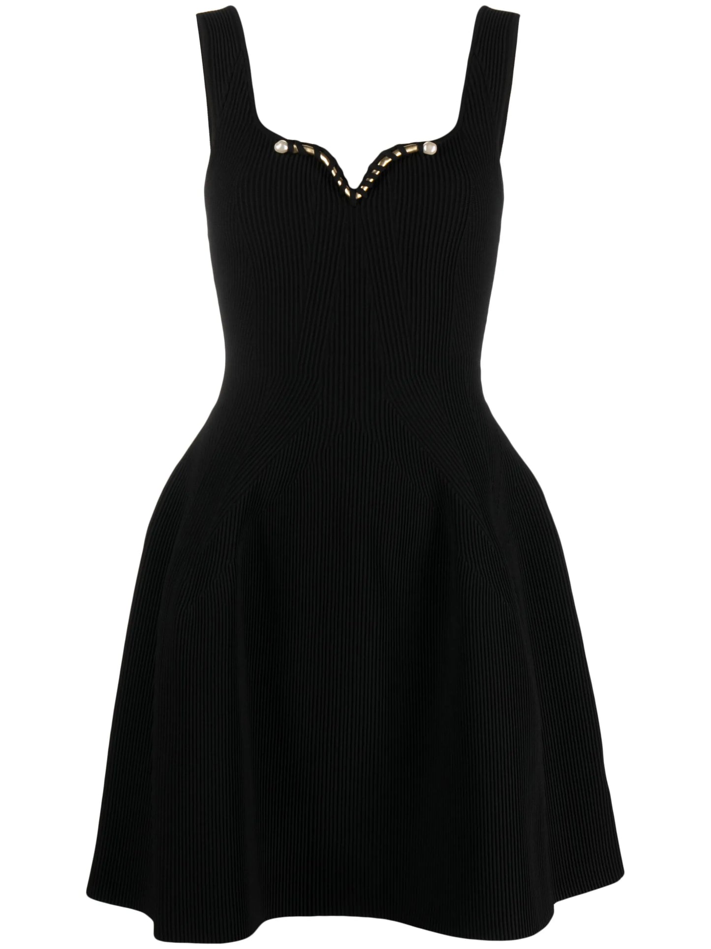 Goldfoil embellished ribbed-knit minidress