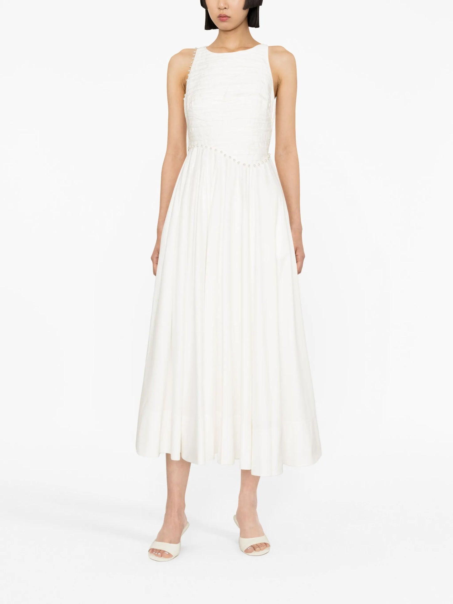 Florence faux-pearl cotton dress