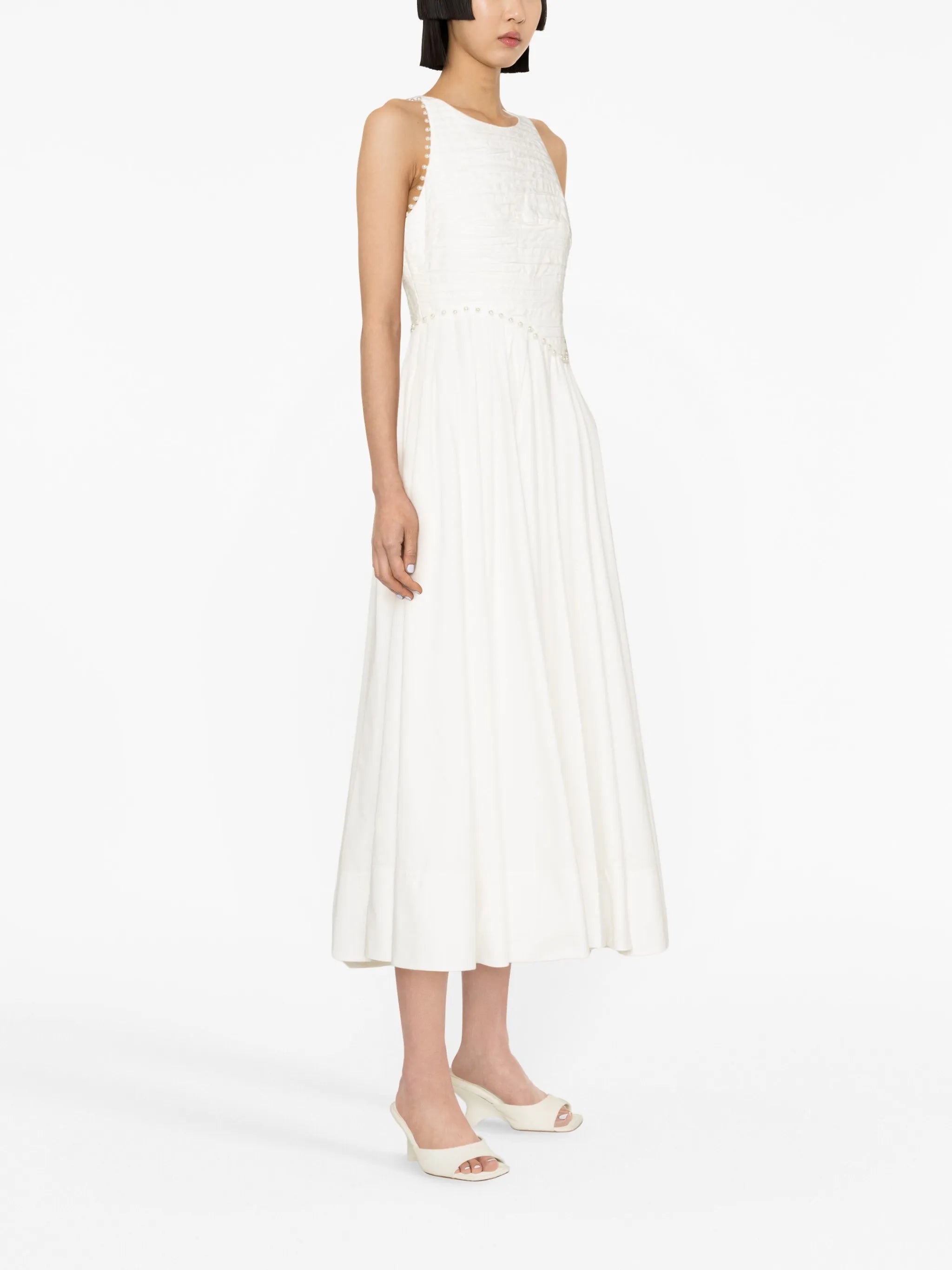 Florence faux-pearl cotton dress
