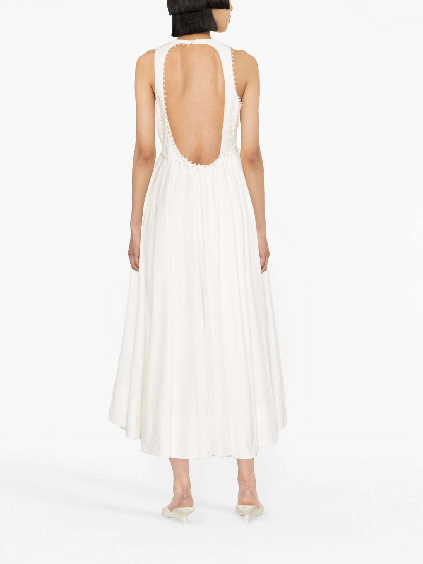 Florence faux-pearl cotton dress