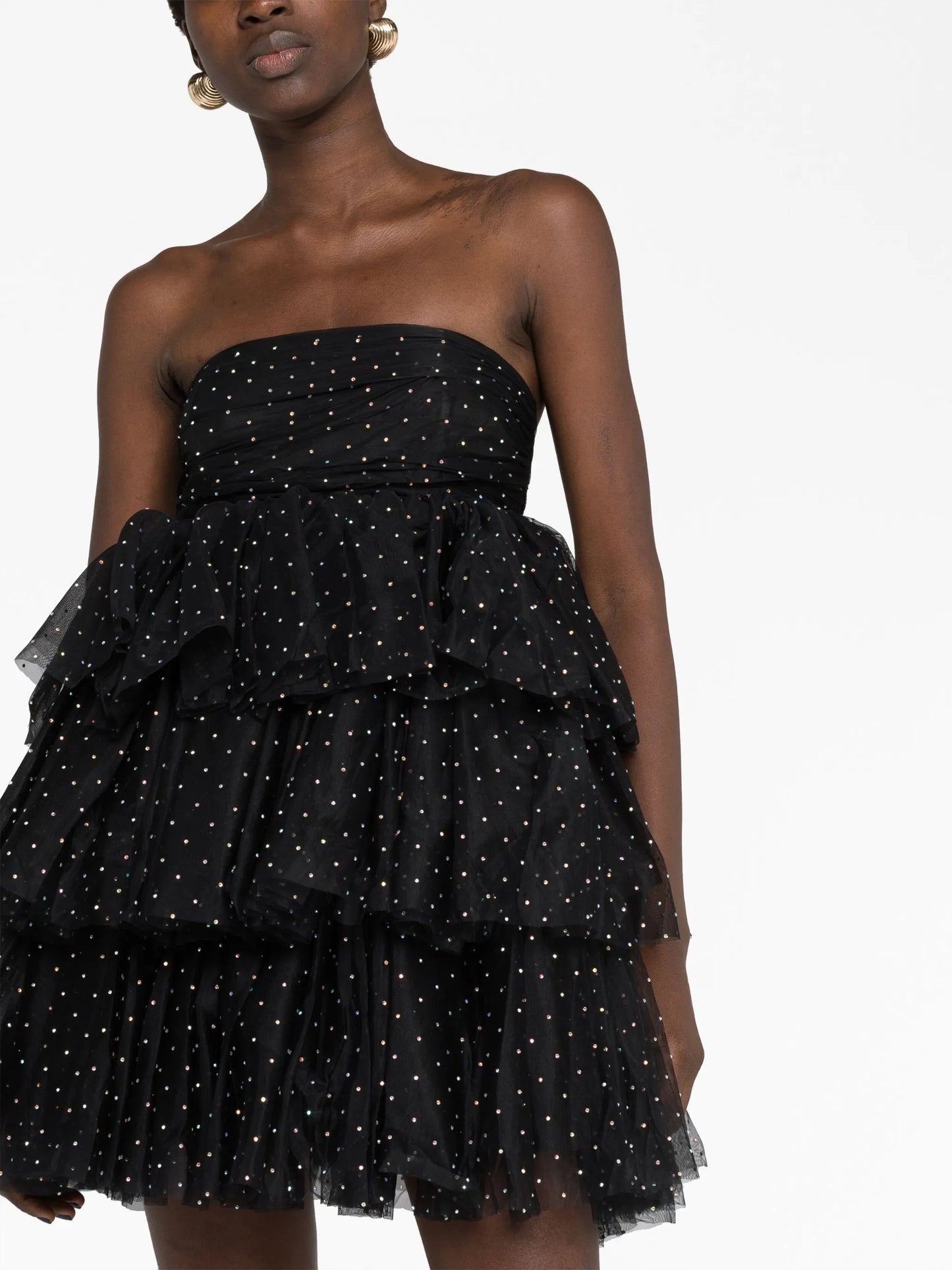 crystal-embellished ruffle minidress
